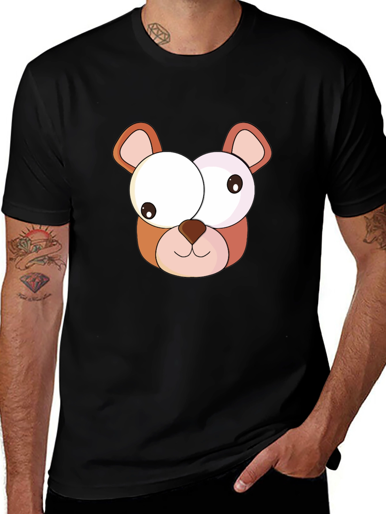 Funny Bear Graphic Tee - Casual Black T-Shirt