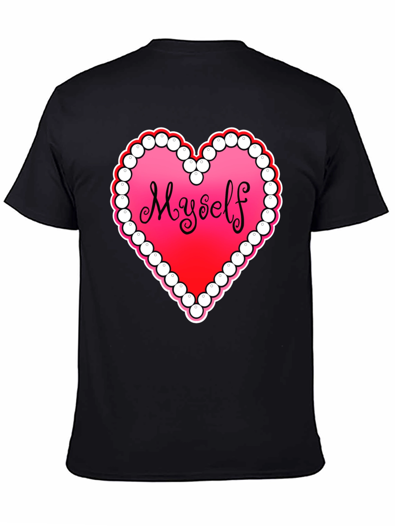 Myself Heart Graphic Tee - Black Casual T-Shirt