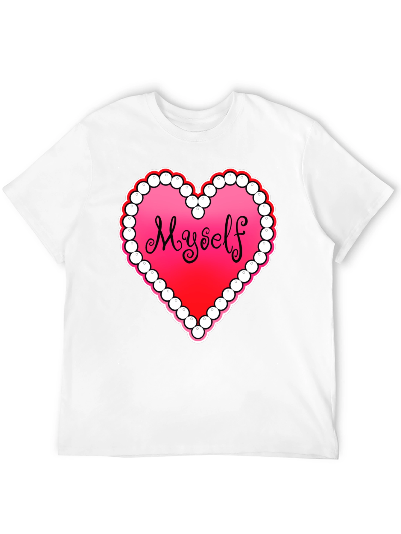 Myself Heart Graphic Tee - Black Casual T-Shirt
