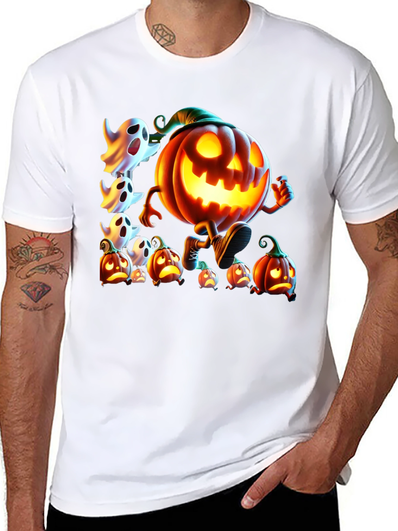 Halloween Pumpkin & Ghost Graphic Tee