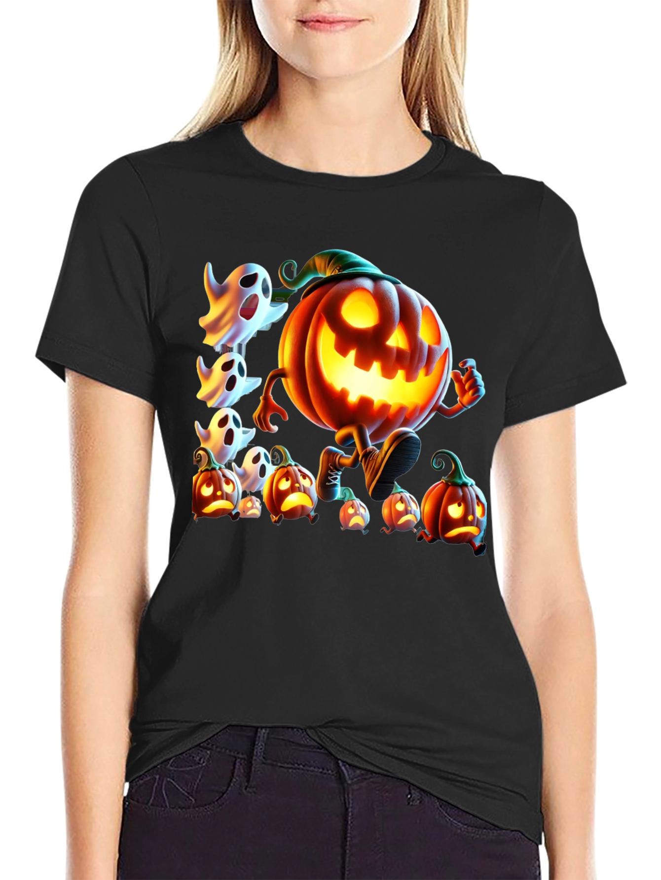 Halloween Pumpkin & Ghost Graphic Tee