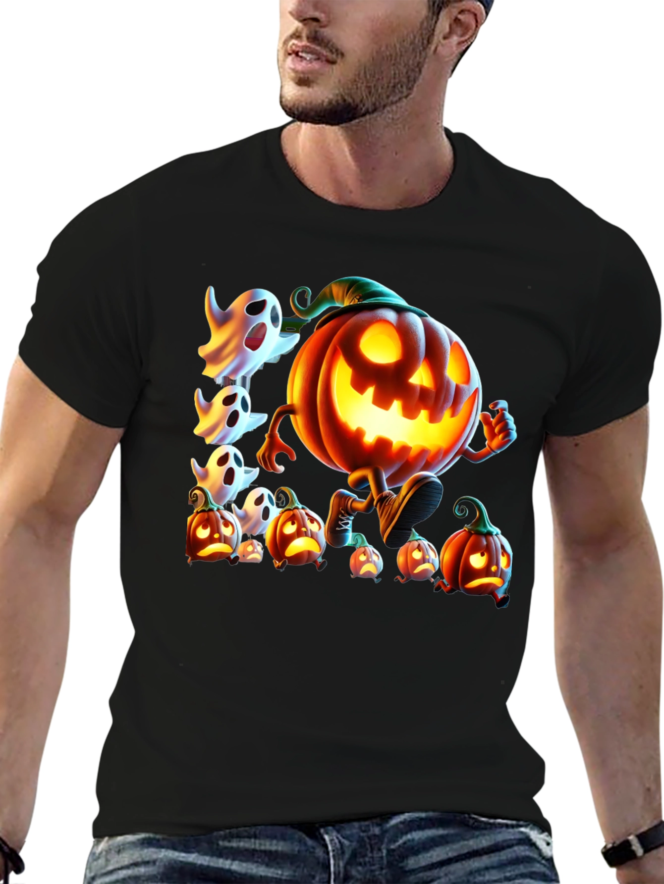 Halloween Pumpkin & Ghost Graphic Tee