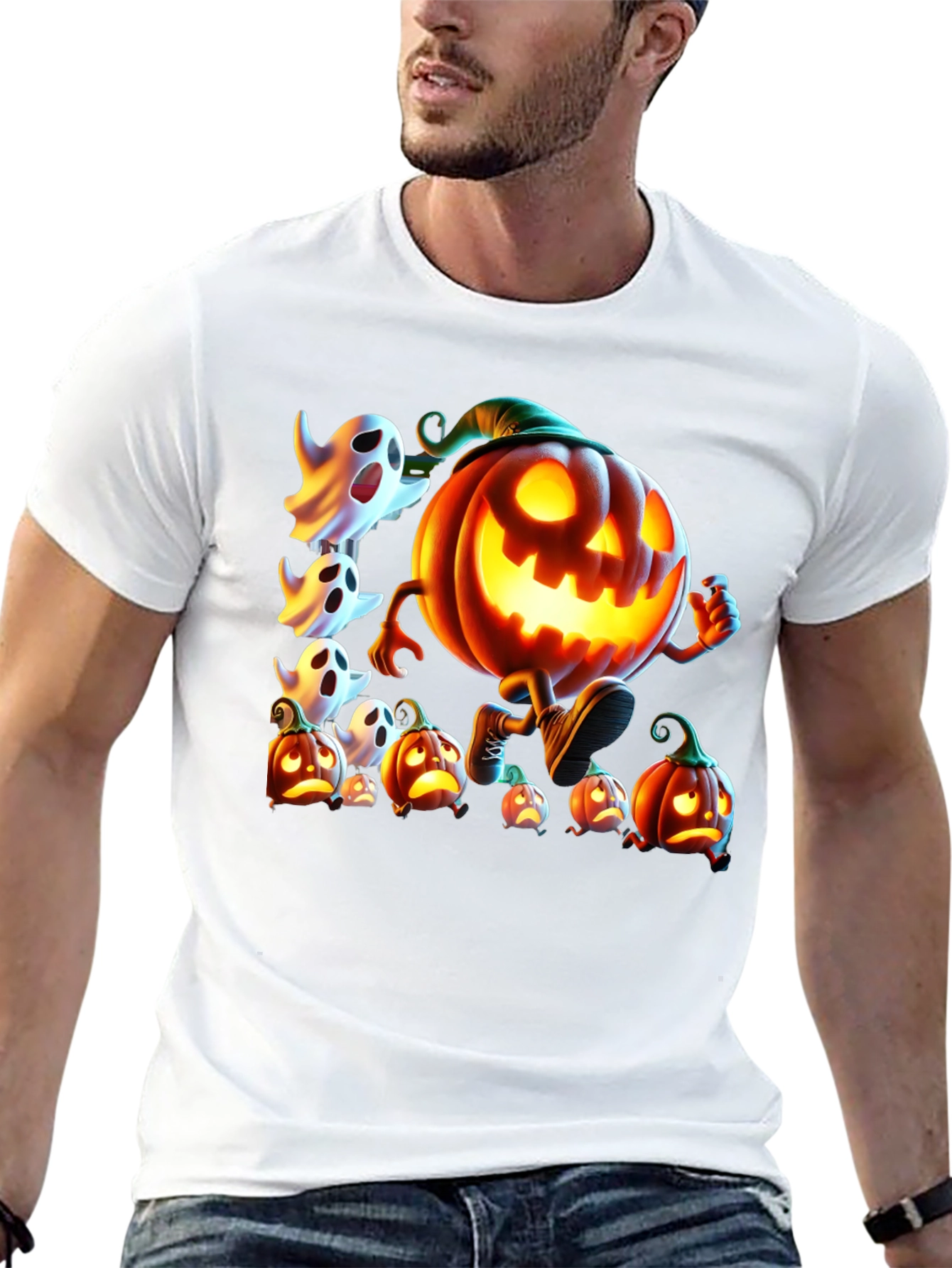 Halloween Pumpkin & Ghost Graphic Tee