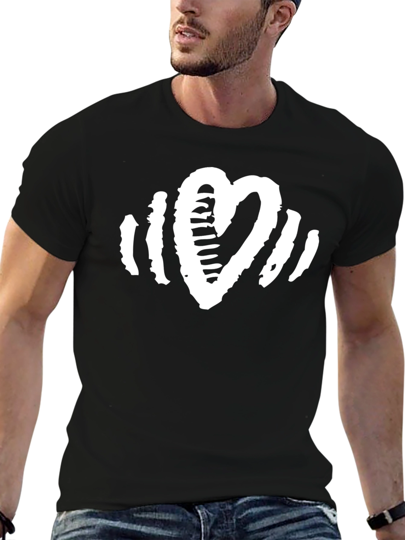 Heartbeat Graphic T-Shirt - Black Cotton Tee
