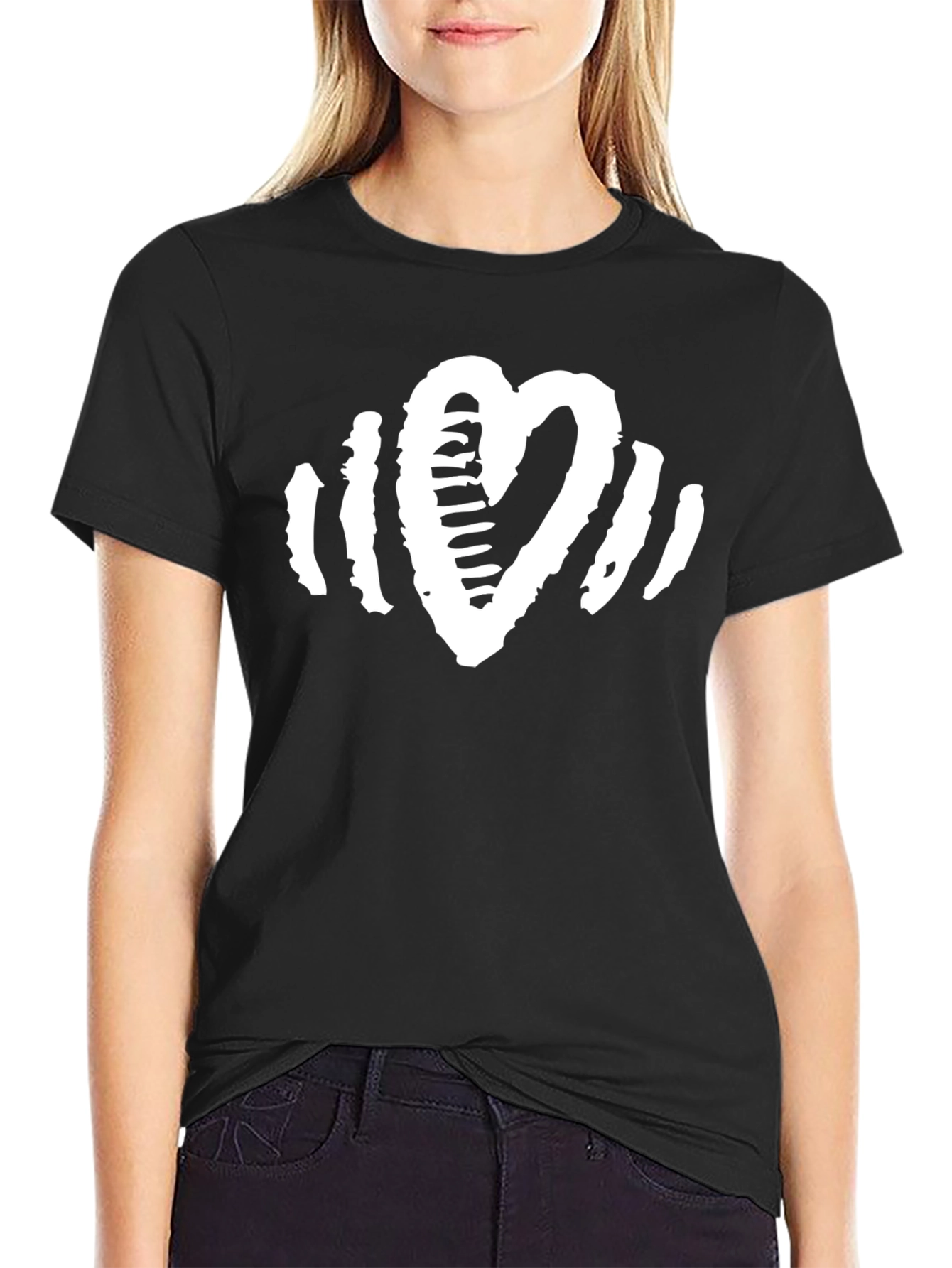 Heartbeat Graphic T-Shirt - Black Cotton Tee