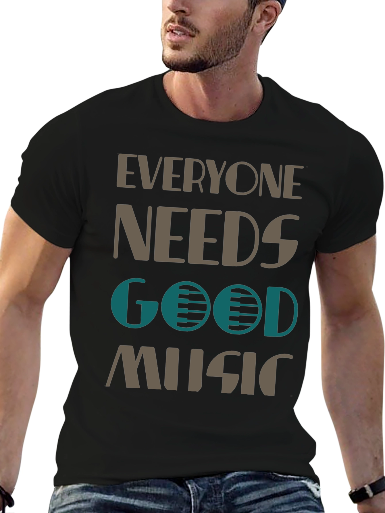 Everyone Needs Good Music Black Graphic Tee