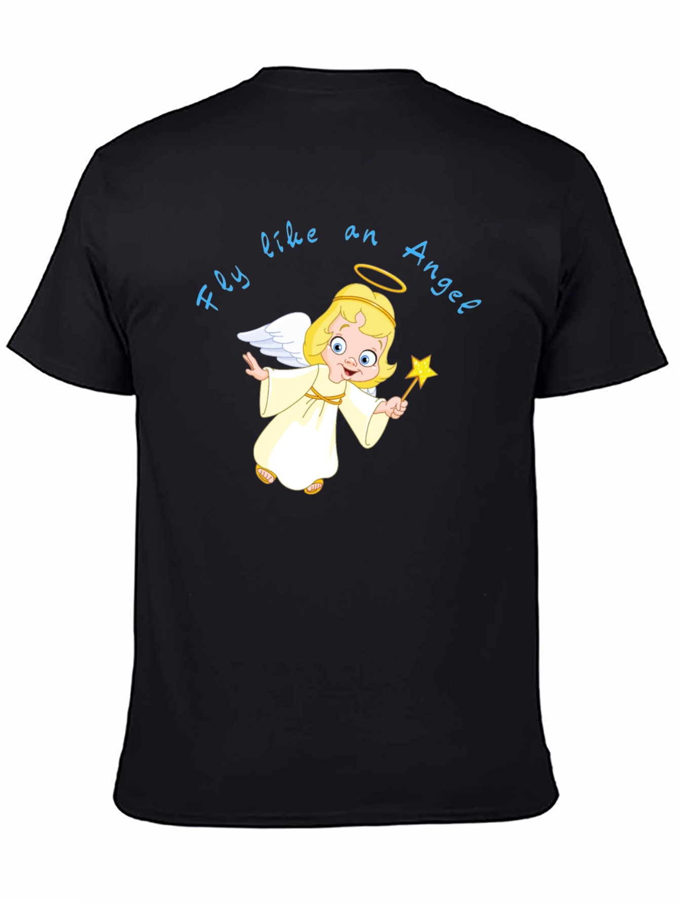 Fly Like an Angel T-Shirt Black Cotton Graphic Tee