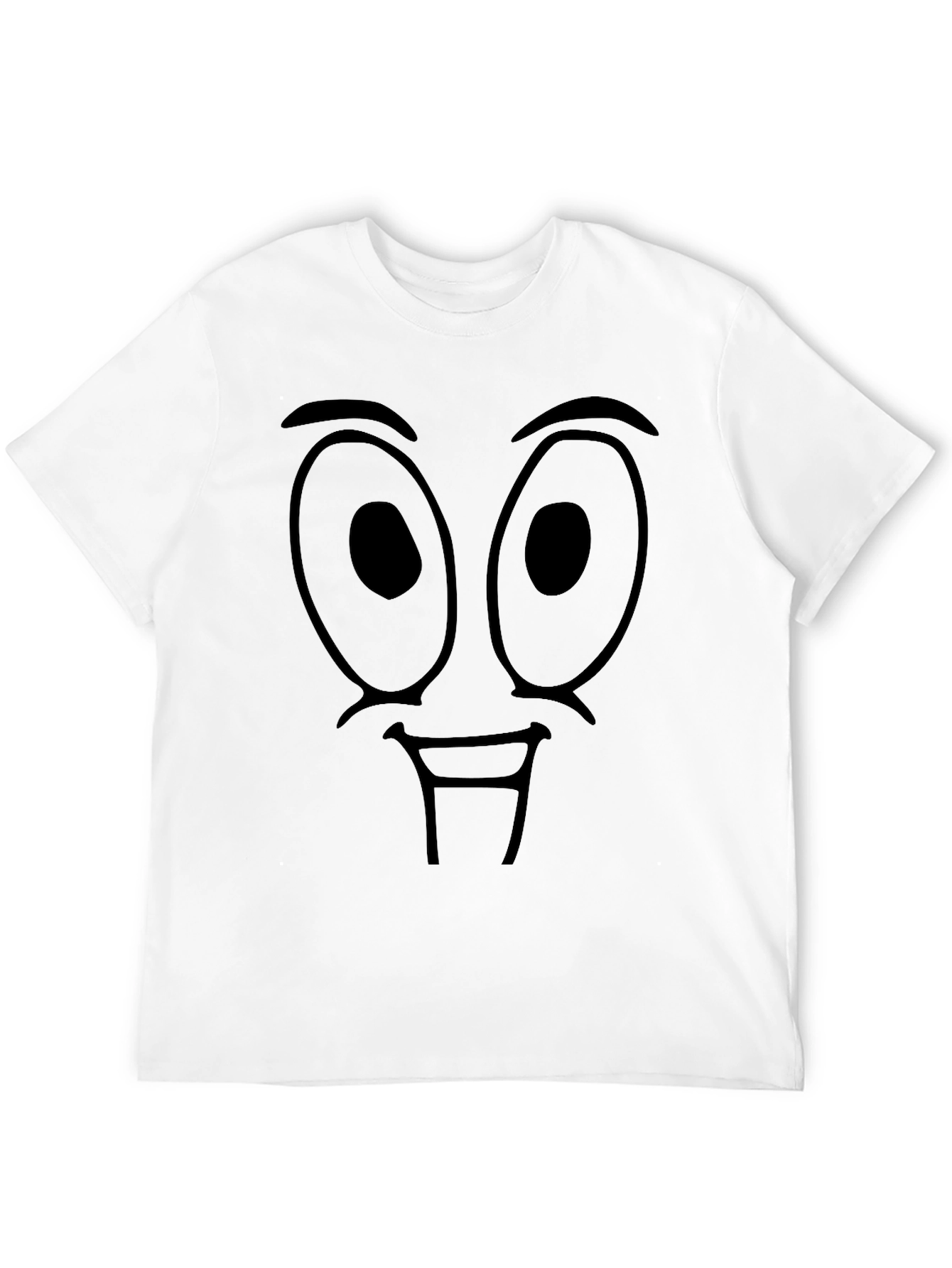 Funny Cartoon Face Graphic Black T-Shirt