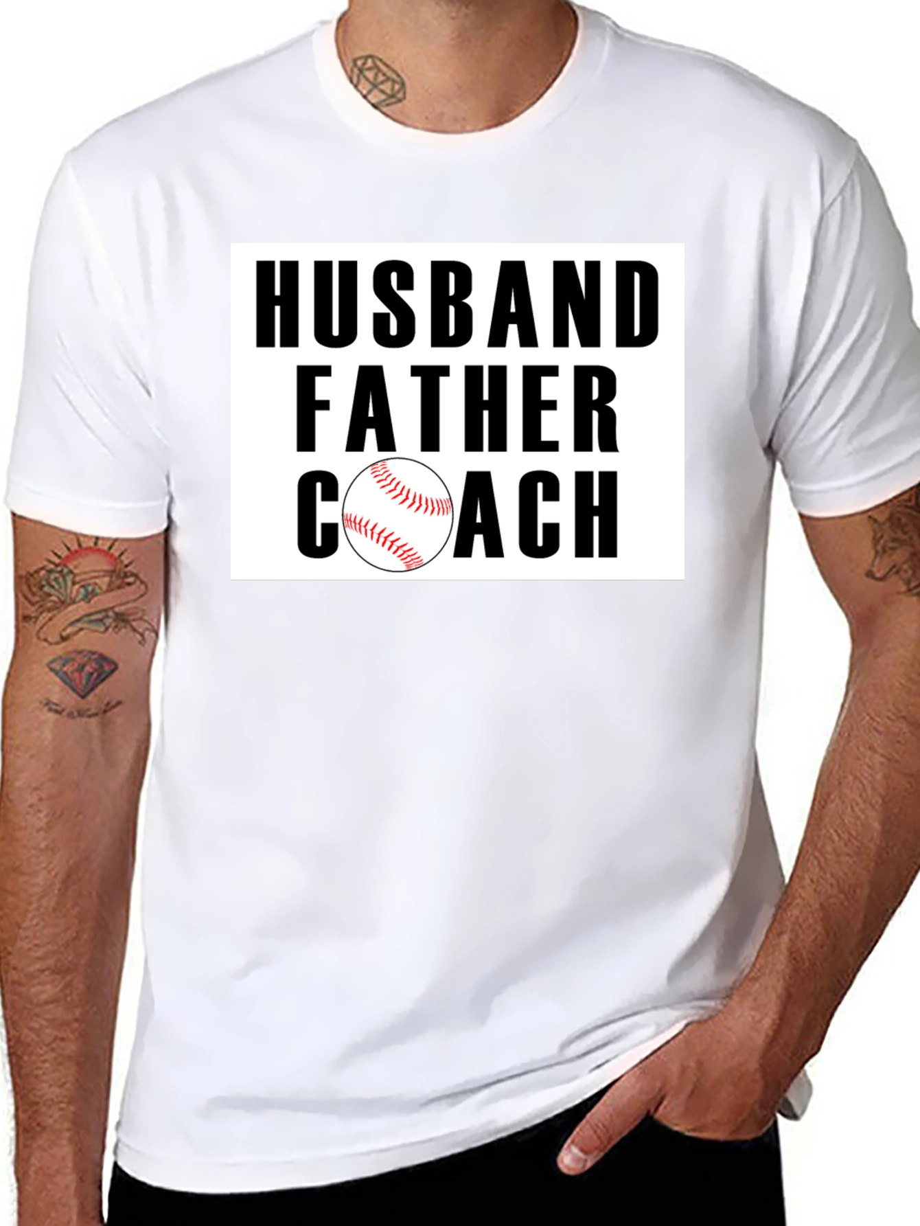 Husband Father Coach Baseball Graphic Tee