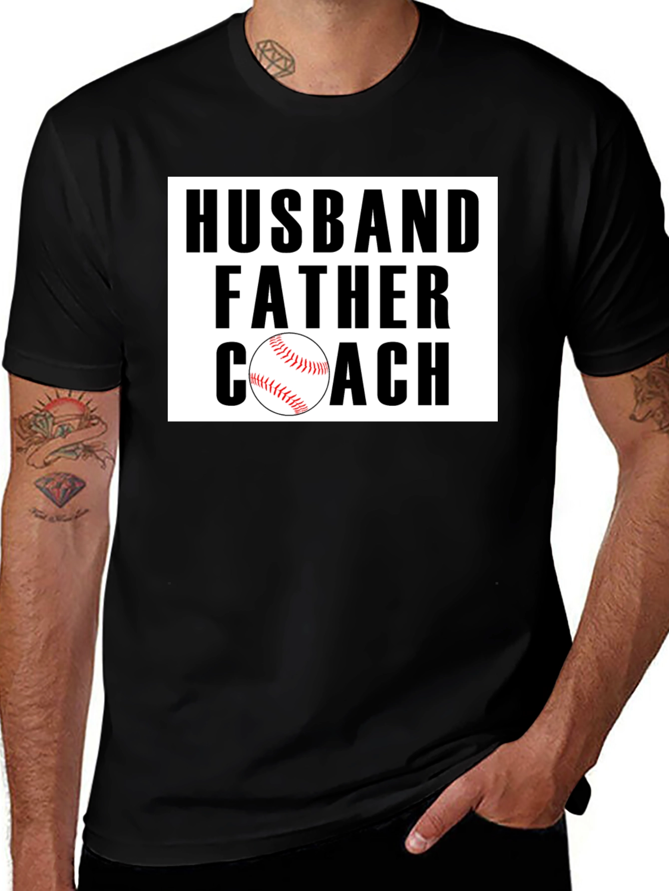 Husband Father Coach Baseball Graphic Tee