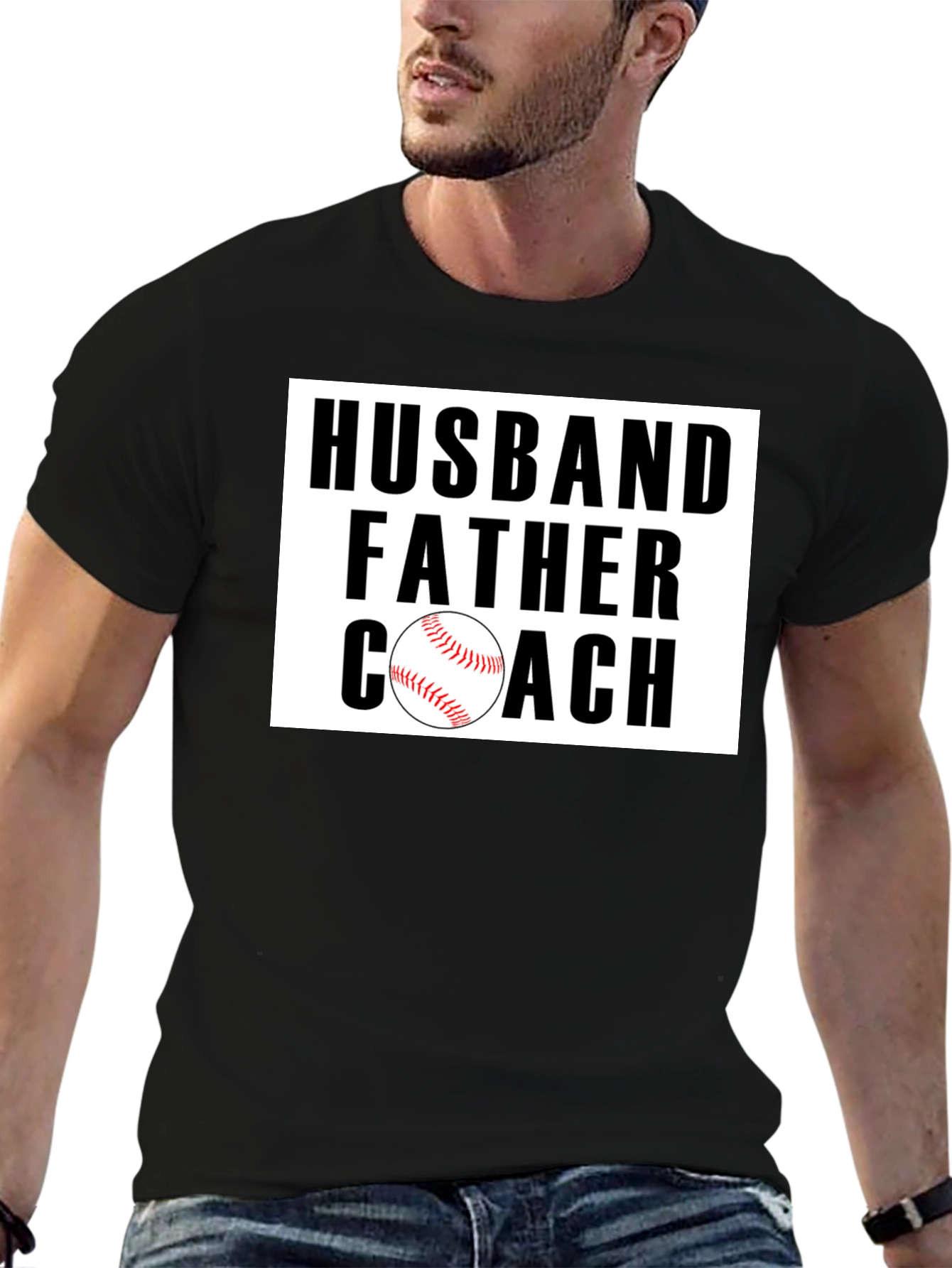 Husband Father Coach Baseball Graphic Tee