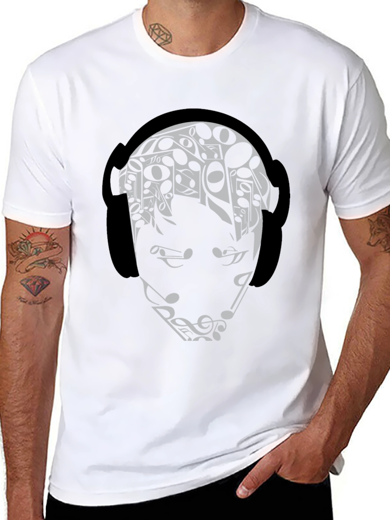 Music Lover Graphic Tee - Black Cotton Blend