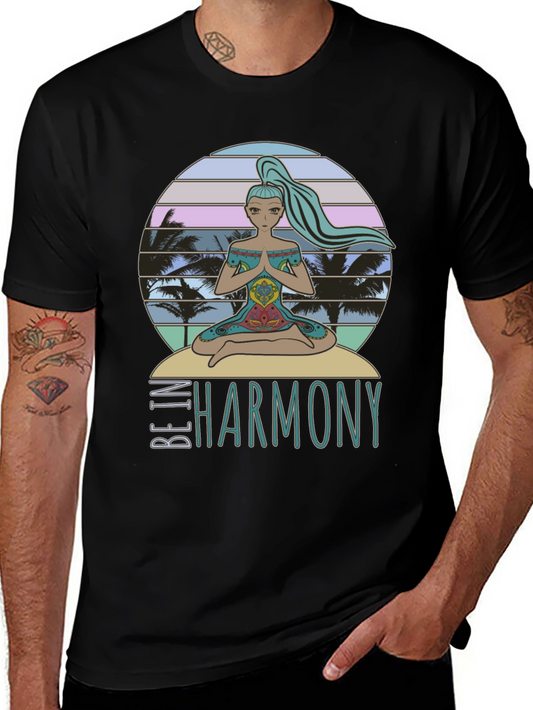 Be In Harmony Graphic Tee - Yoga Meditation Design