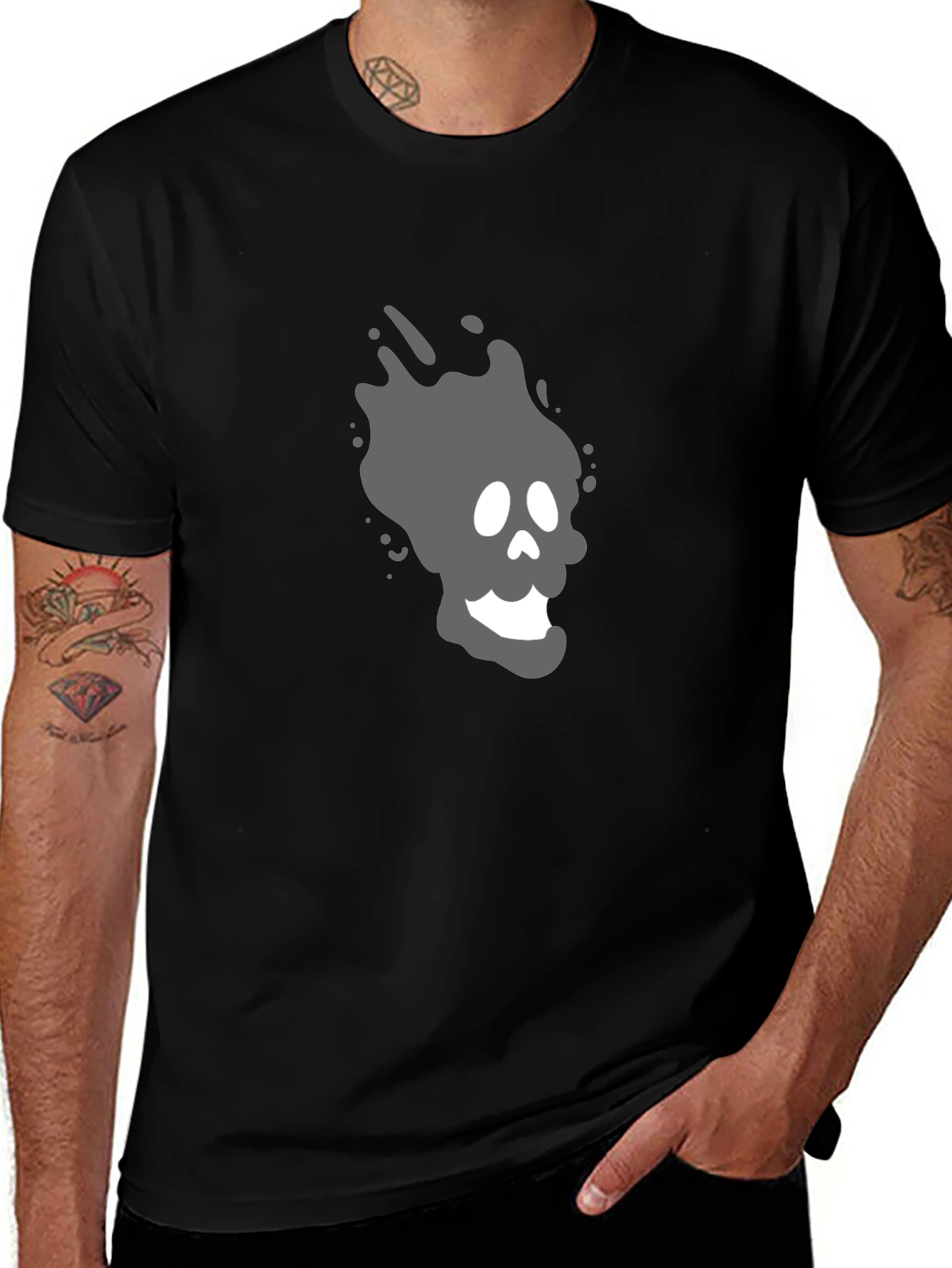 Cool Ghost Graphic T-Shirt - Black Cotton Tee