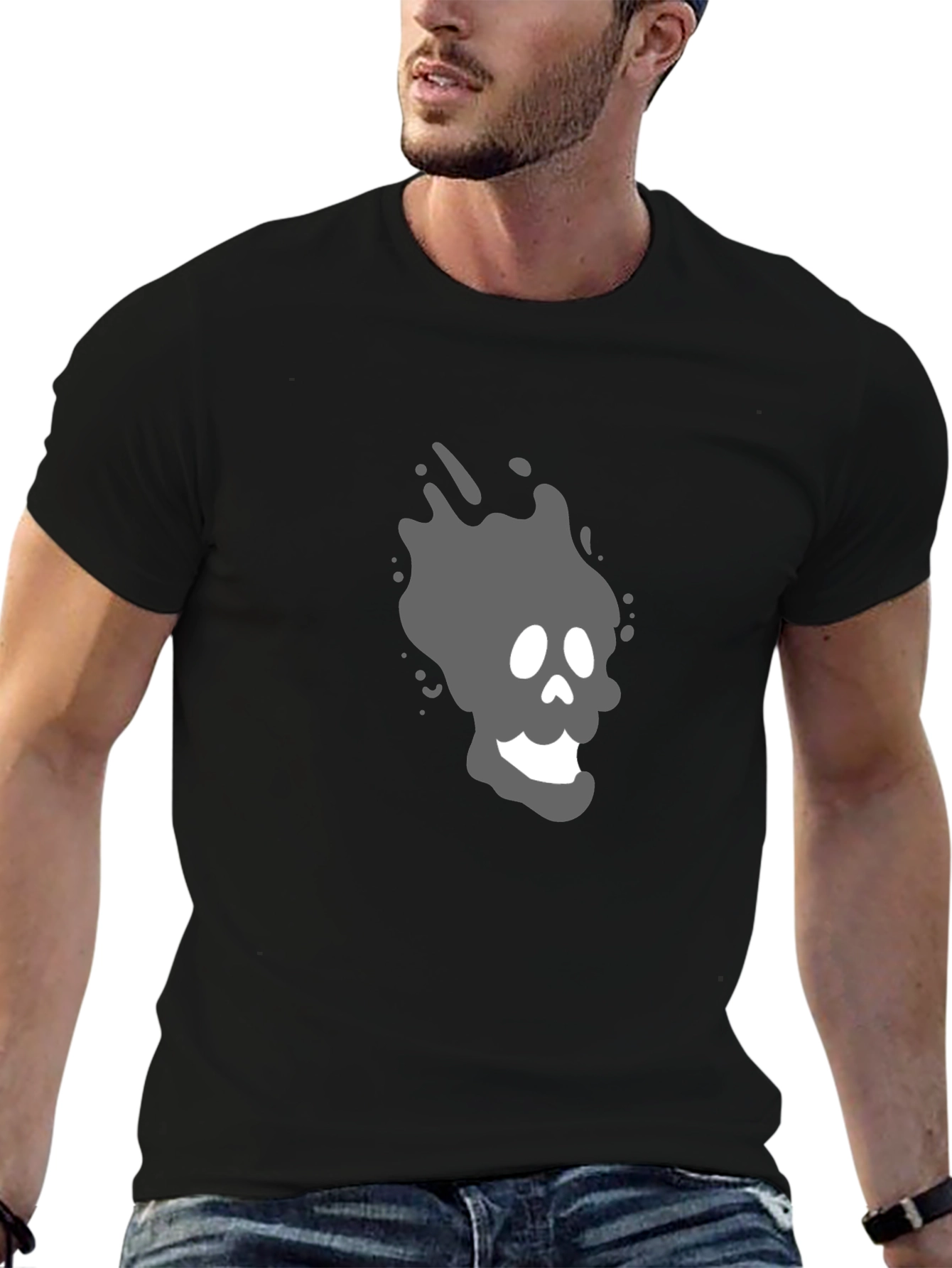 Cool Ghost Graphic T-Shirt - Black Cotton Tee