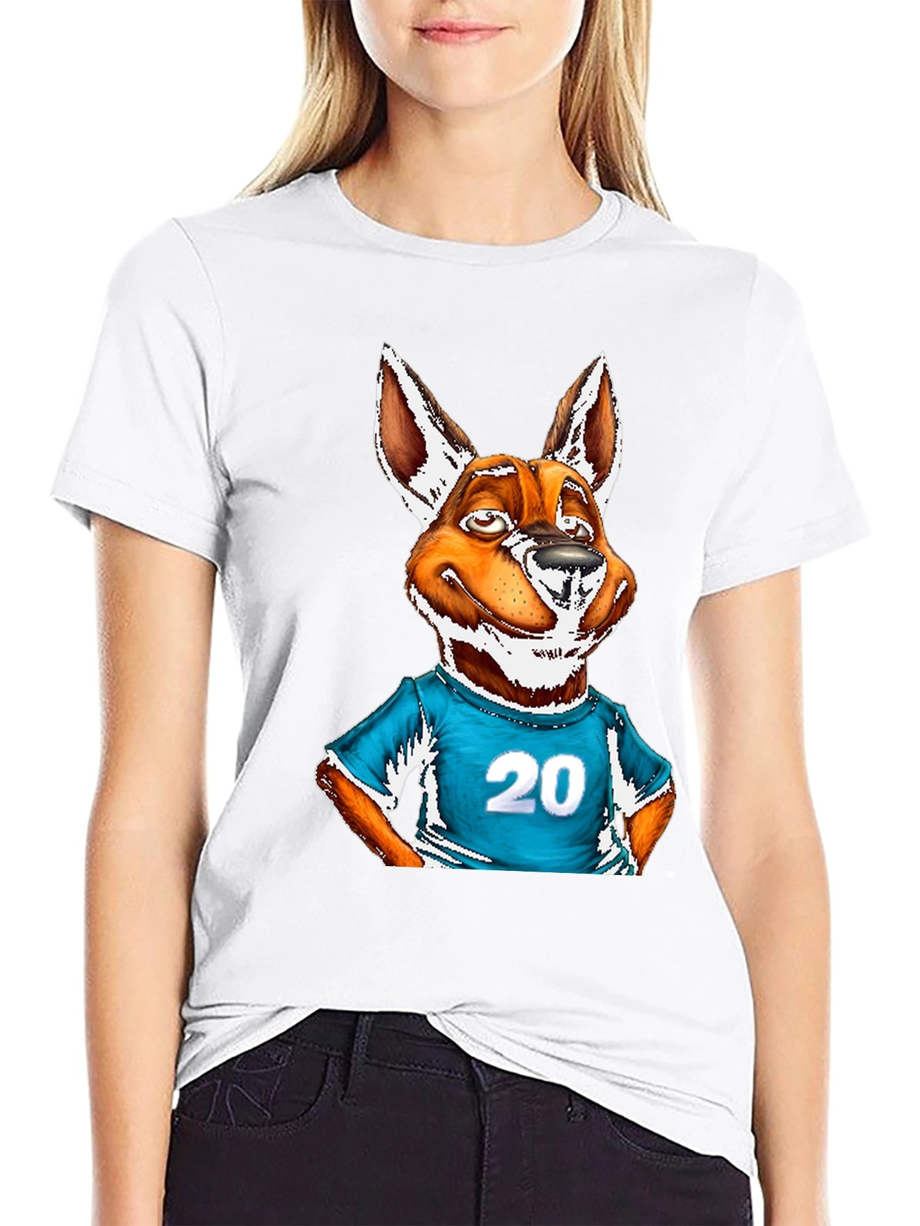Dog Cartoon Graphic Tee - Black