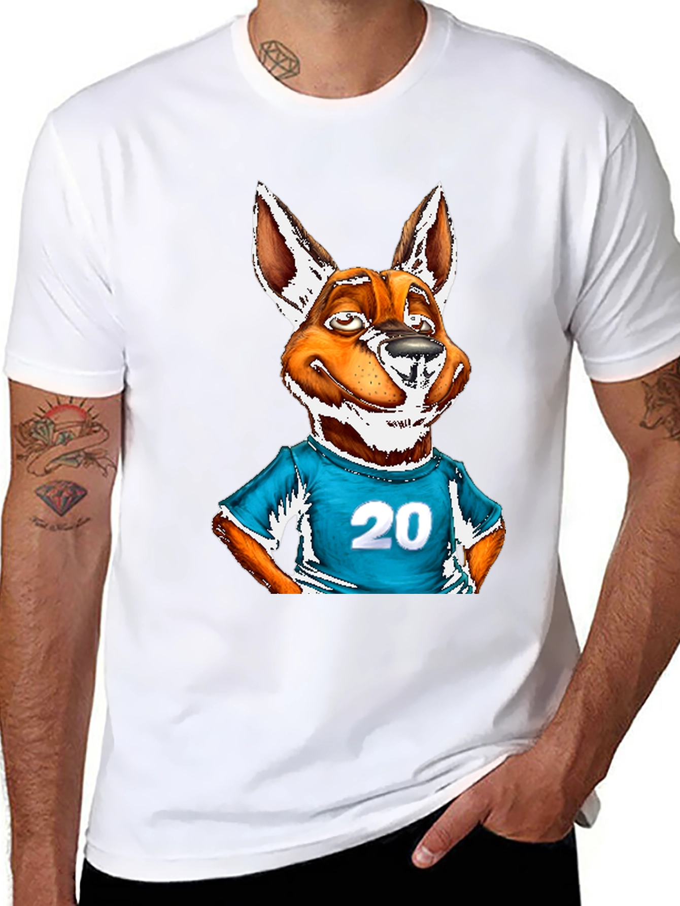 Dog Cartoon Graphic Tee - Black