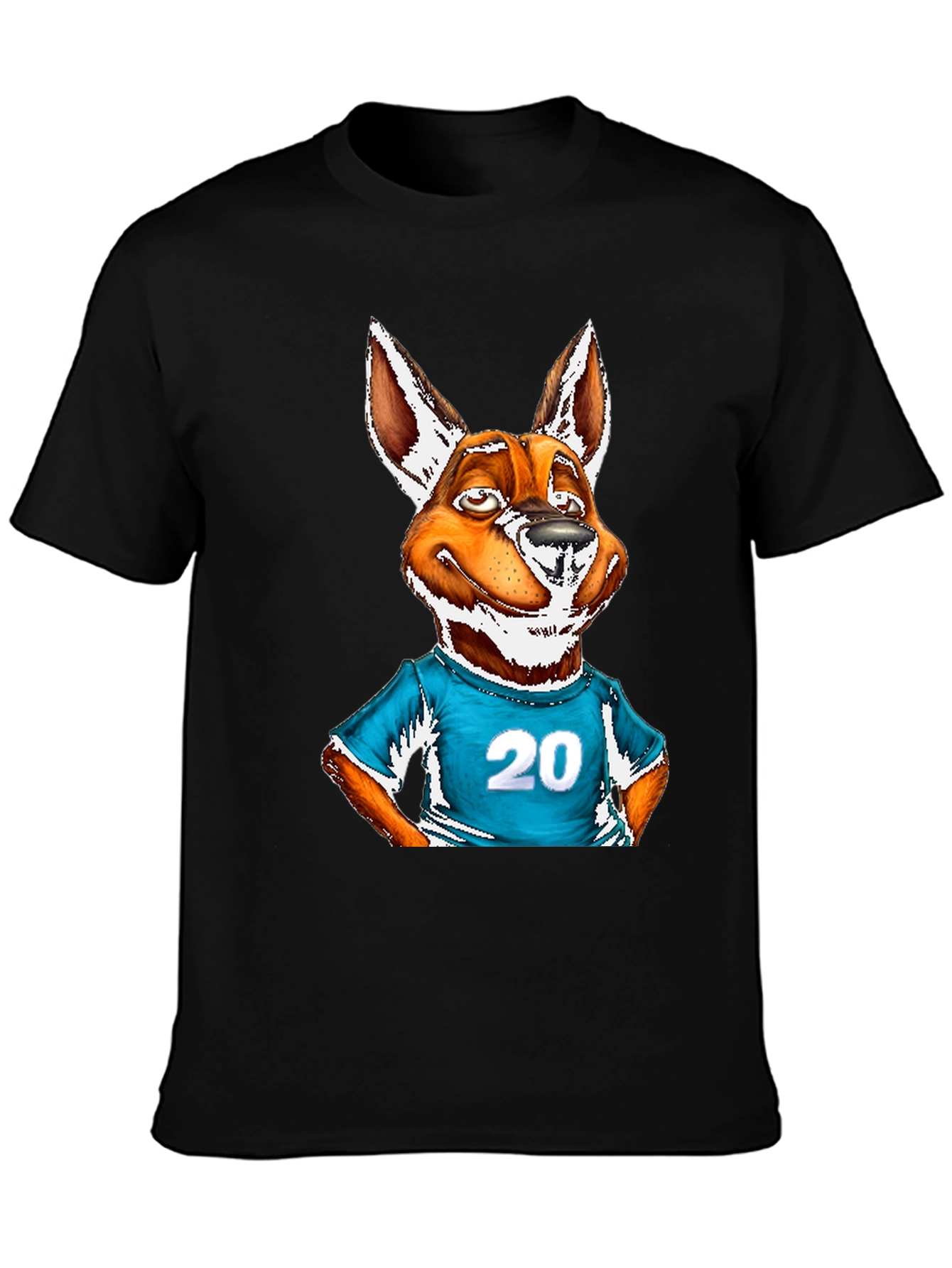 Dog Cartoon Graphic Tee - Black