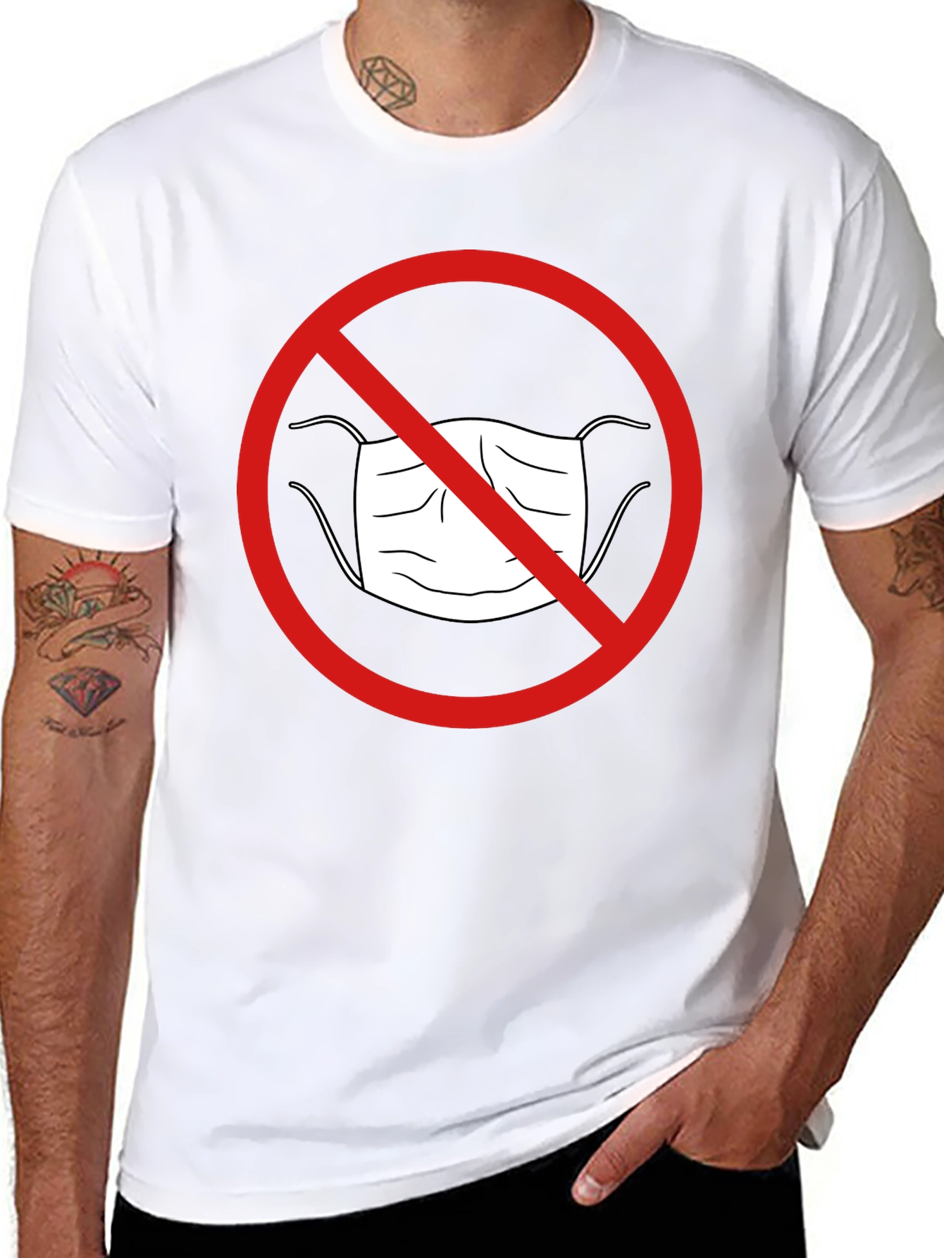 Anti-Mask Graphic Tee - Black Cotton Casual Shirt