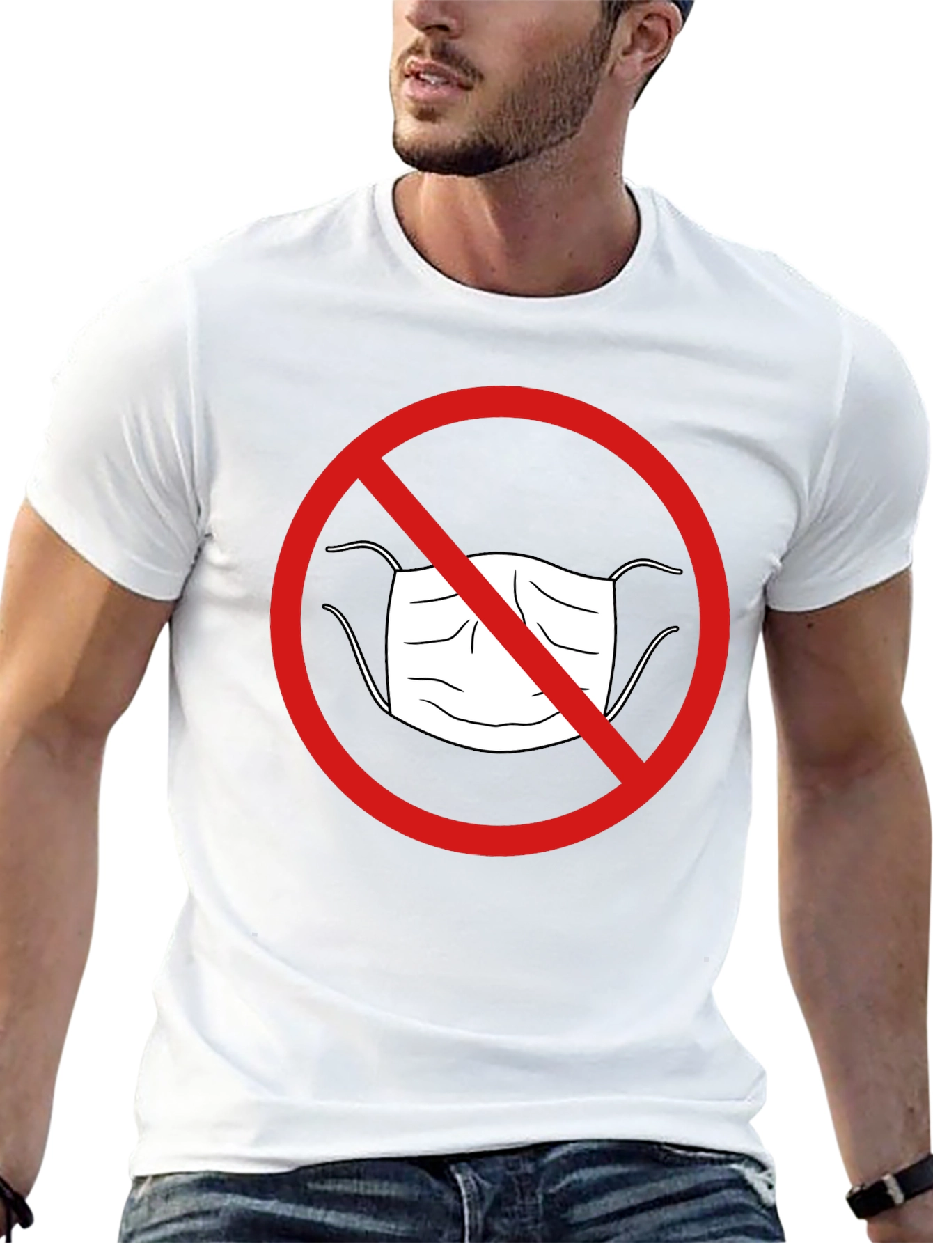 Anti-Mask Graphic Tee - Black Cotton Casual Shirt