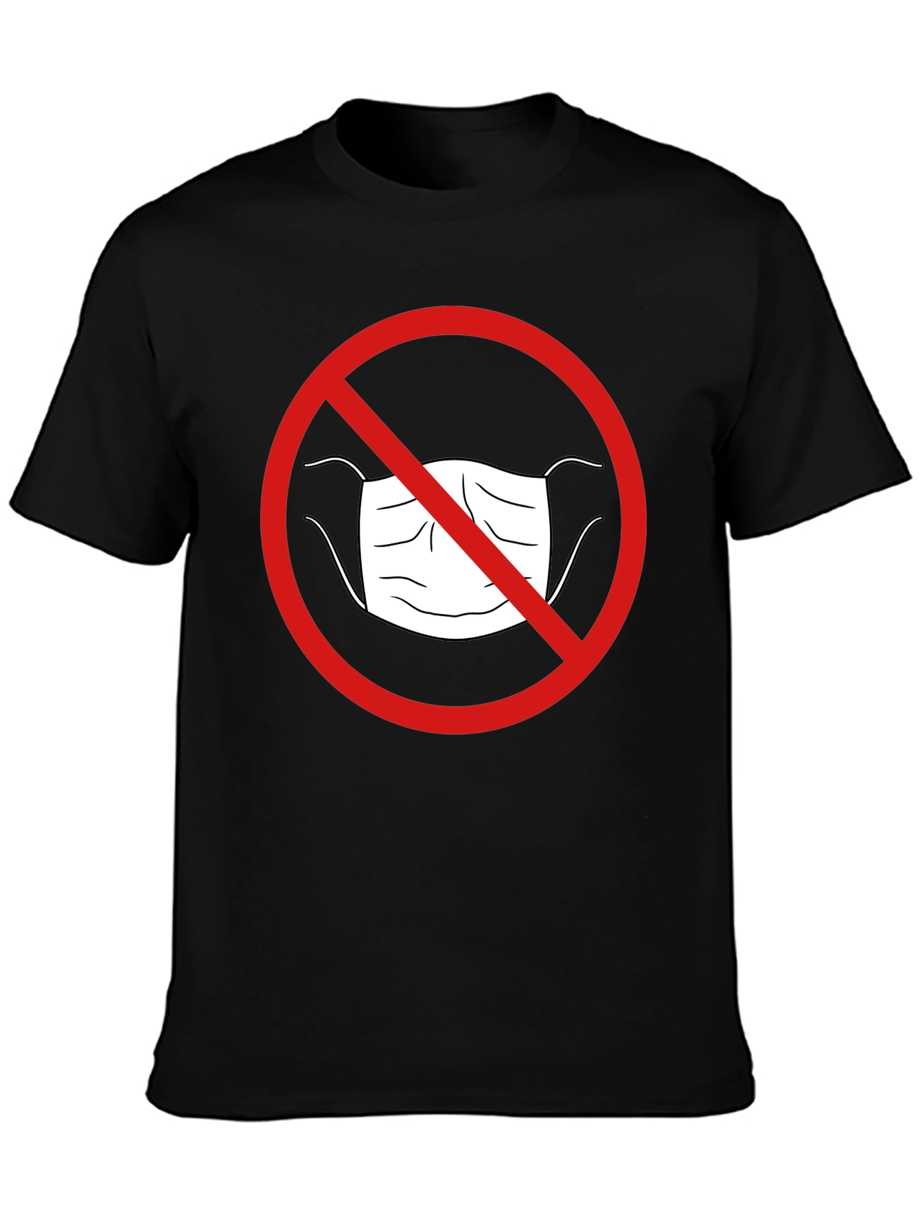 Anti-Mask Graphic Tee - Black Cotton Casual Shirt