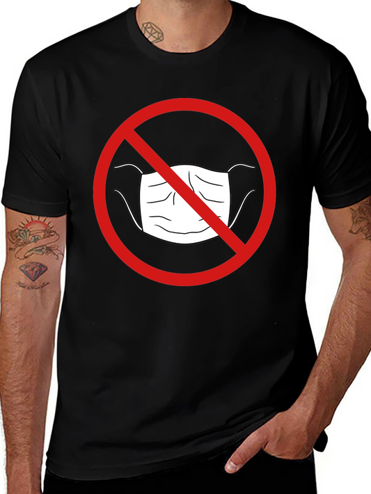 Anti-Mask Graphic Tee - Black Cotton Casual Shirt