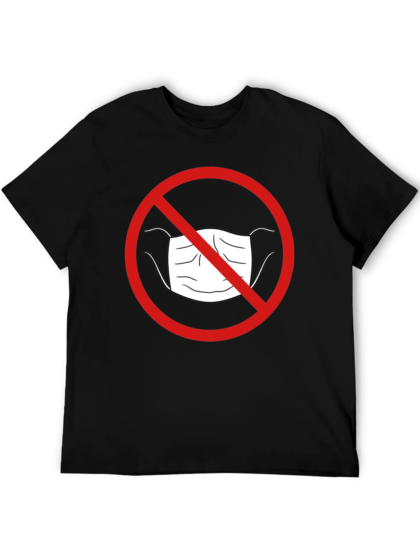 Anti-Mask Graphic Tee - Black Cotton Casual Shirt