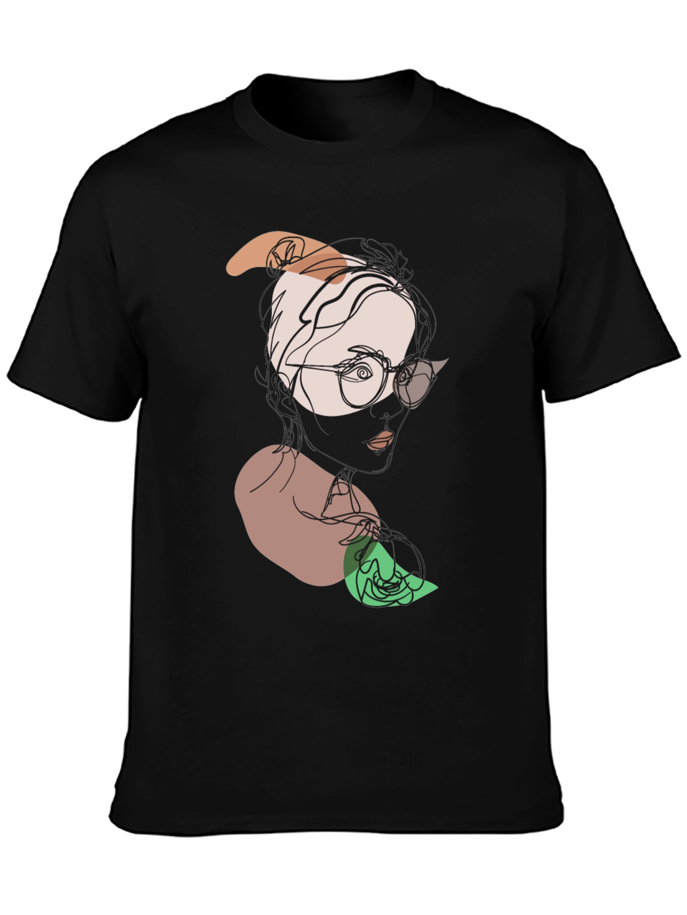 Abstract Face Graphic Tee - Modern Line Art T-Shirt