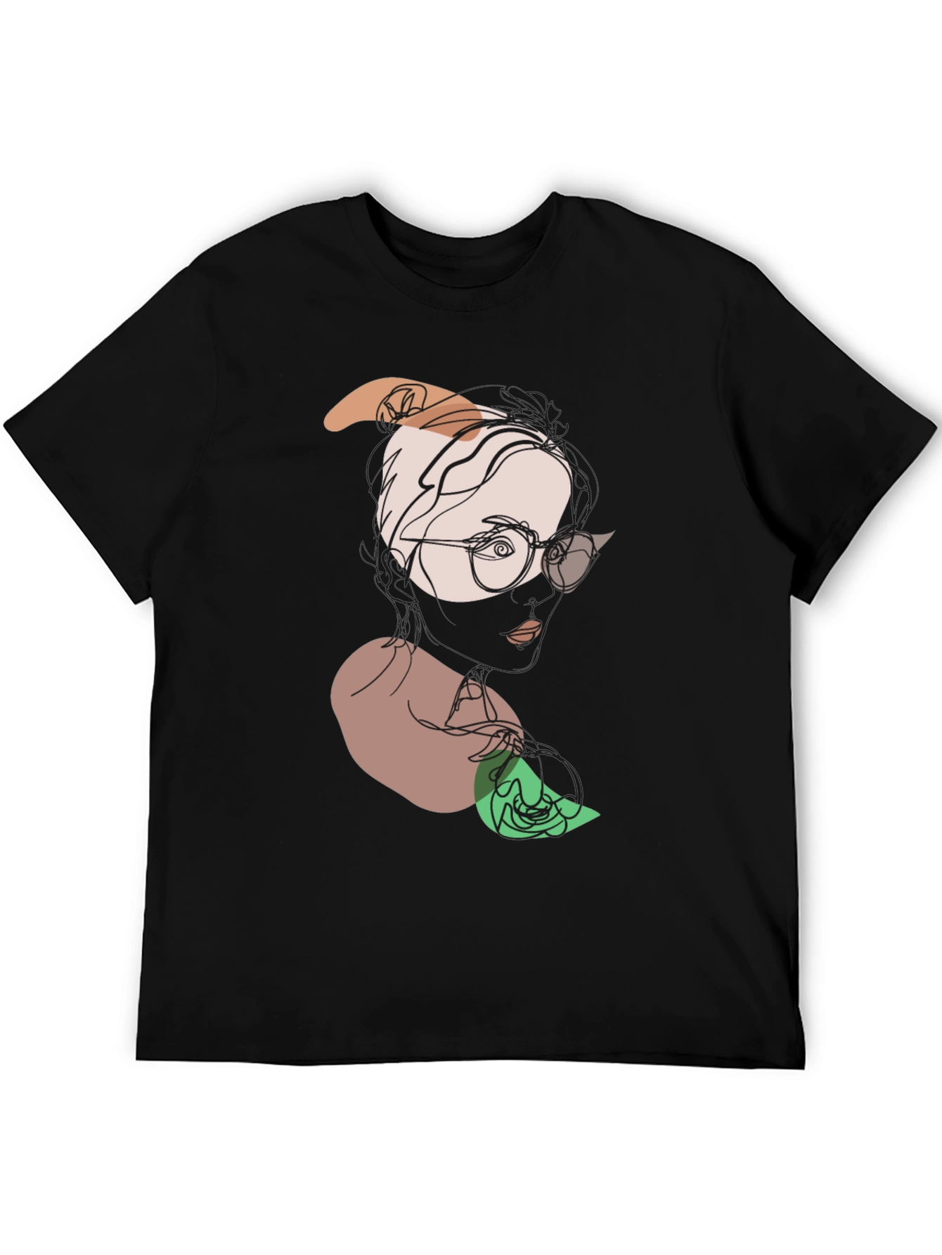 Abstract Face Graphic Tee - Modern Line Art T-Shirt