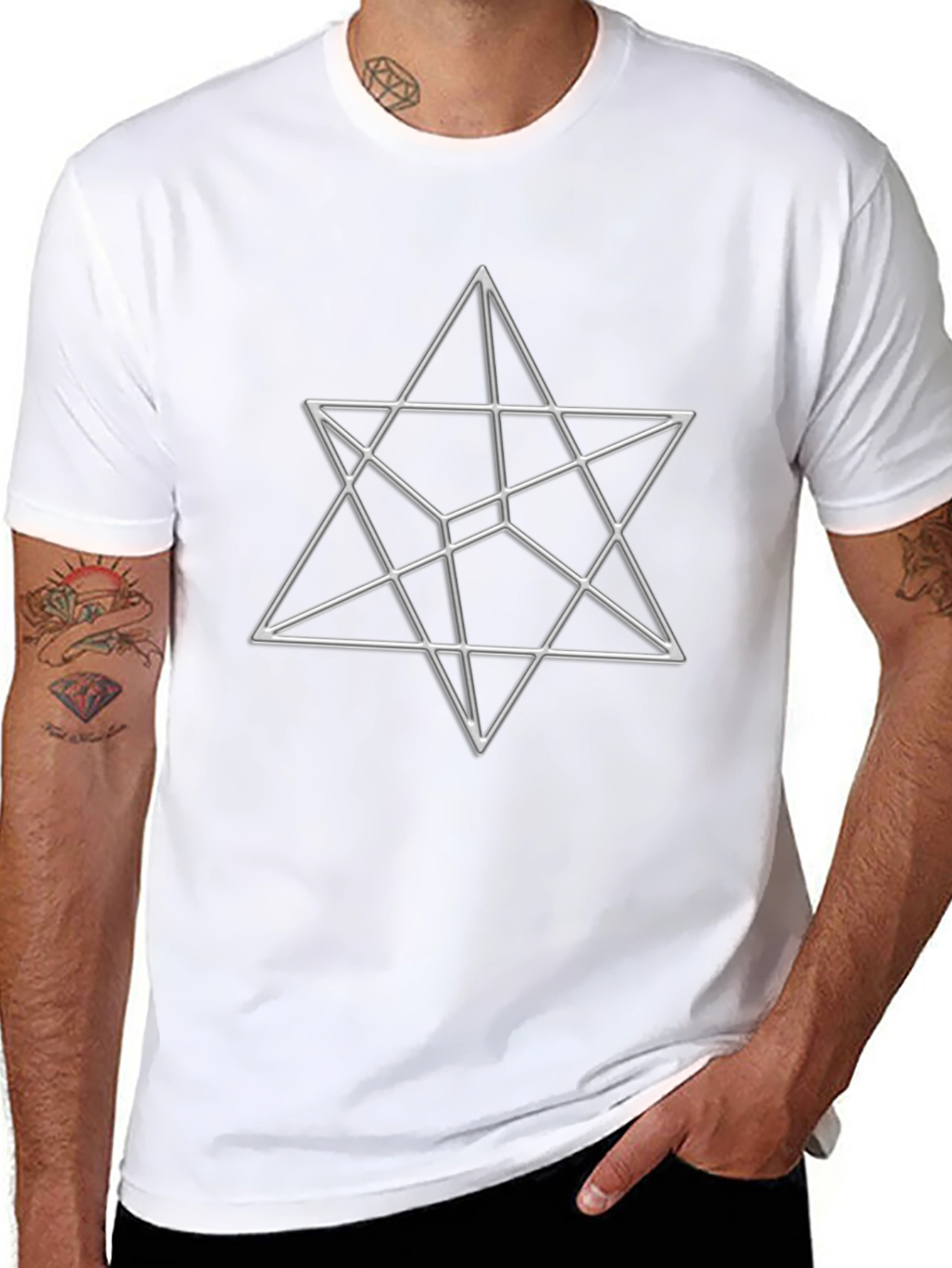 Geometric Star Design Black T-Shirt