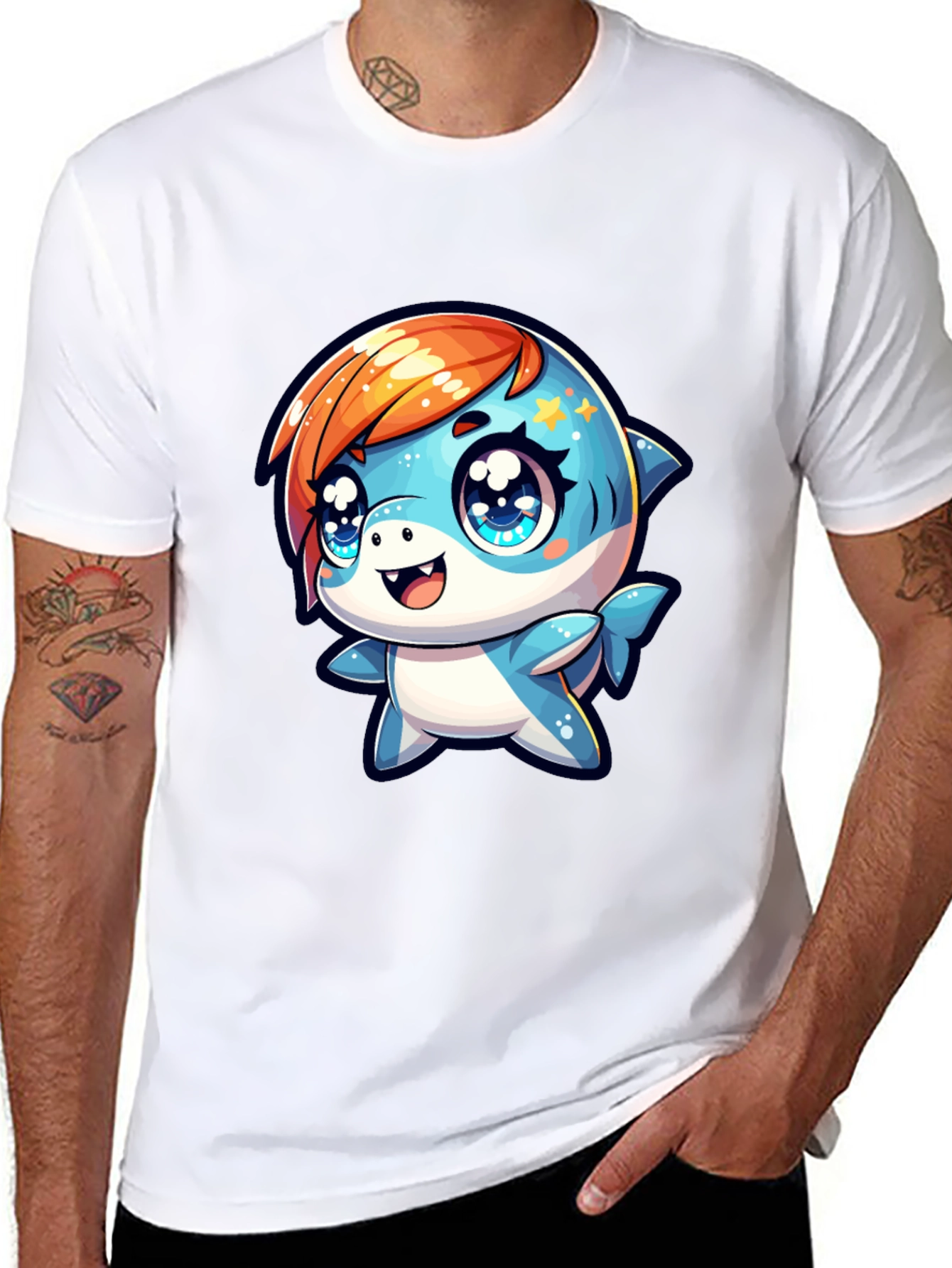 Cute Cartoon Shark Graphic T-Shirt