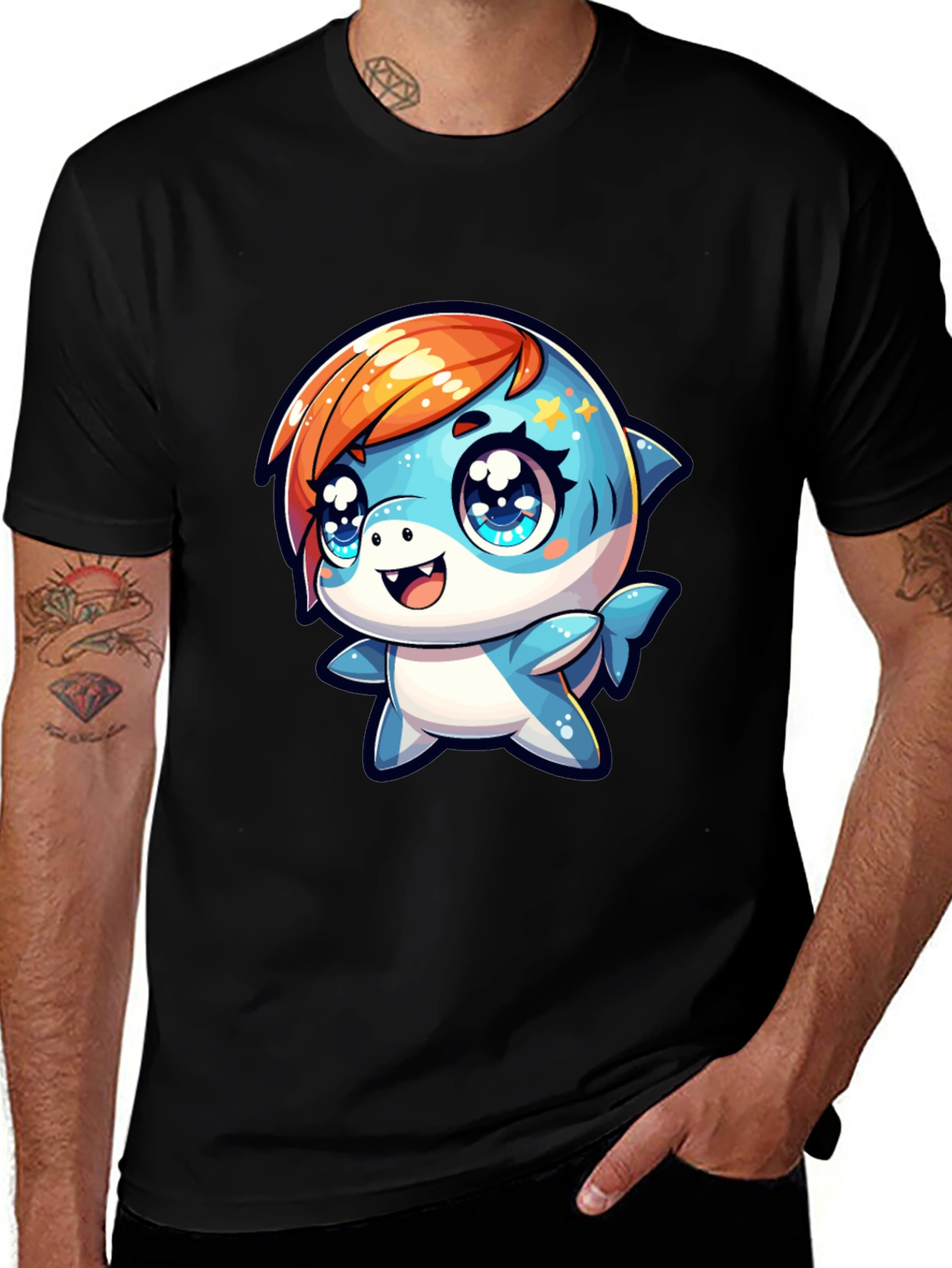 Cute Cartoon Shark Graphic T-Shirt