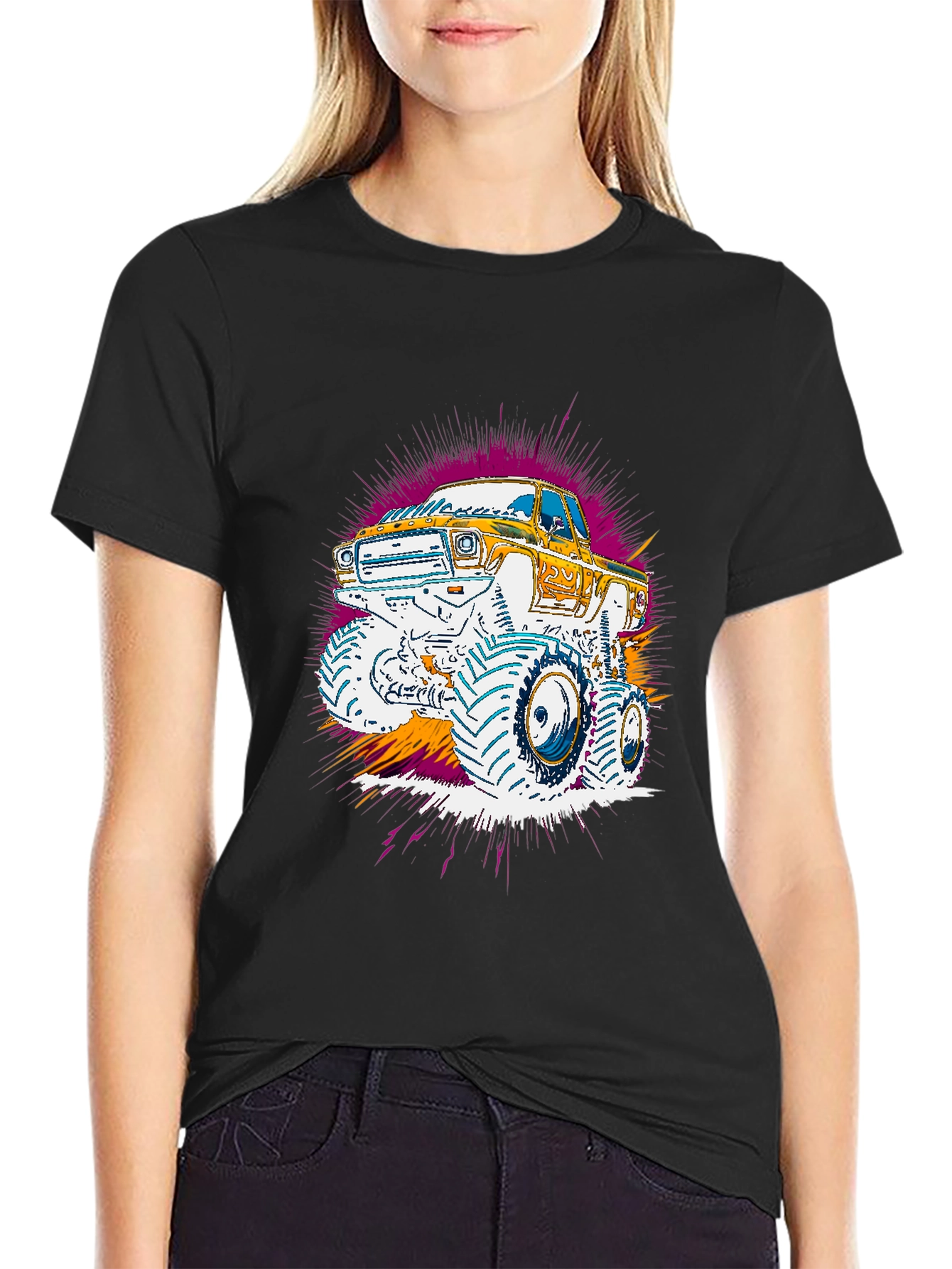 Monster Truck Graphic Print Black Tee