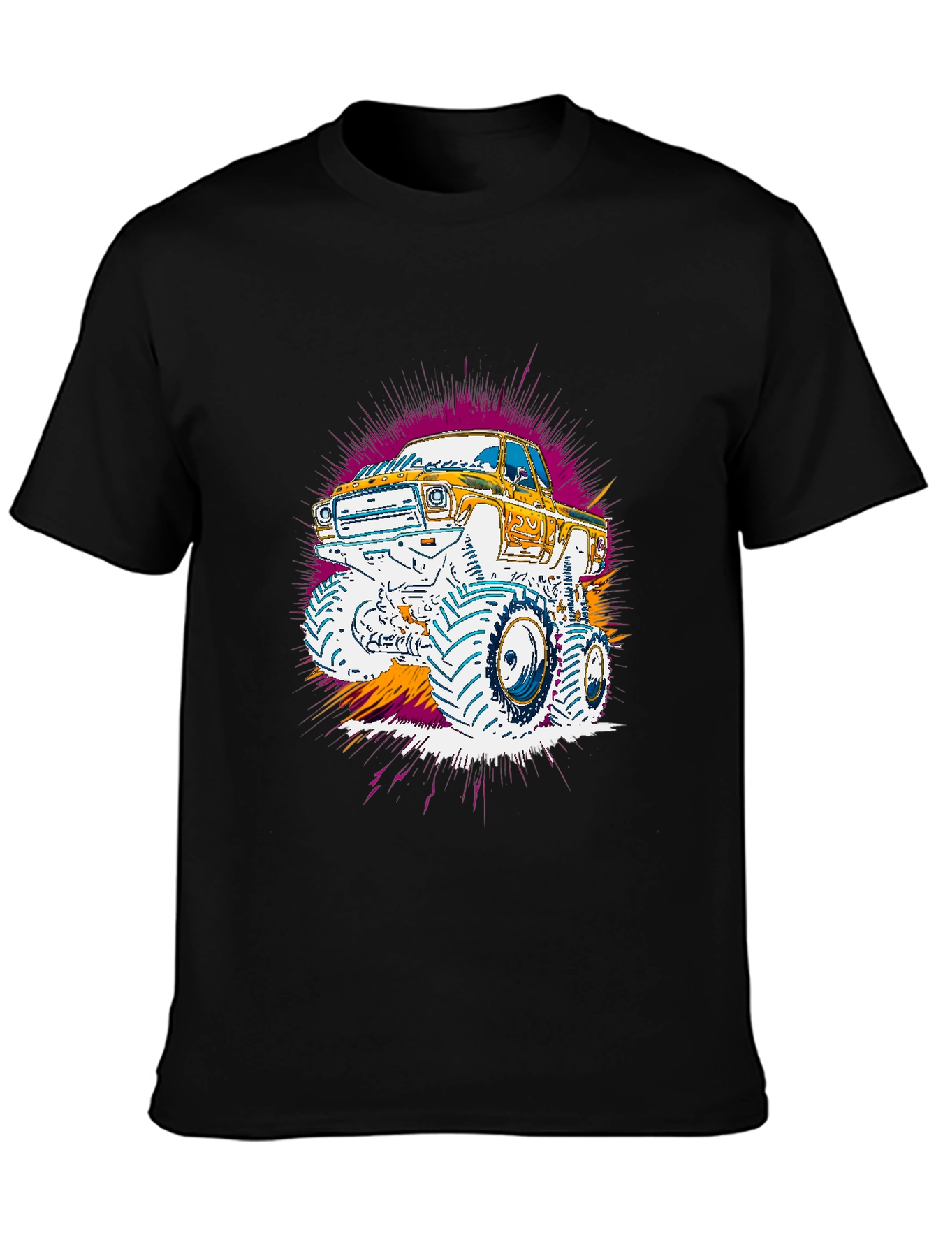Monster Truck Graphic Print Black Tee