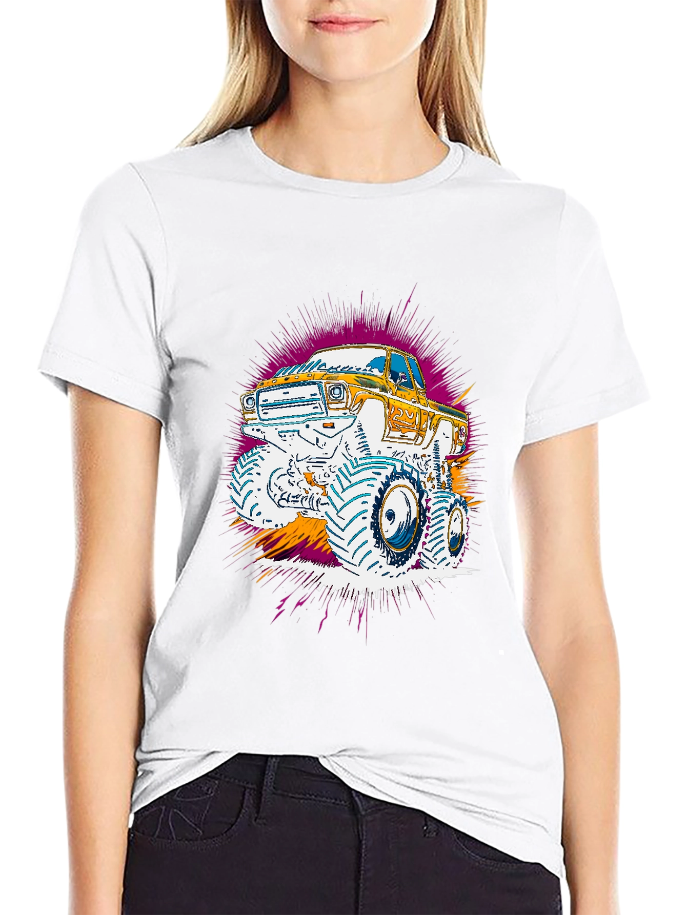 Monster Truck Graphic Print Black Tee