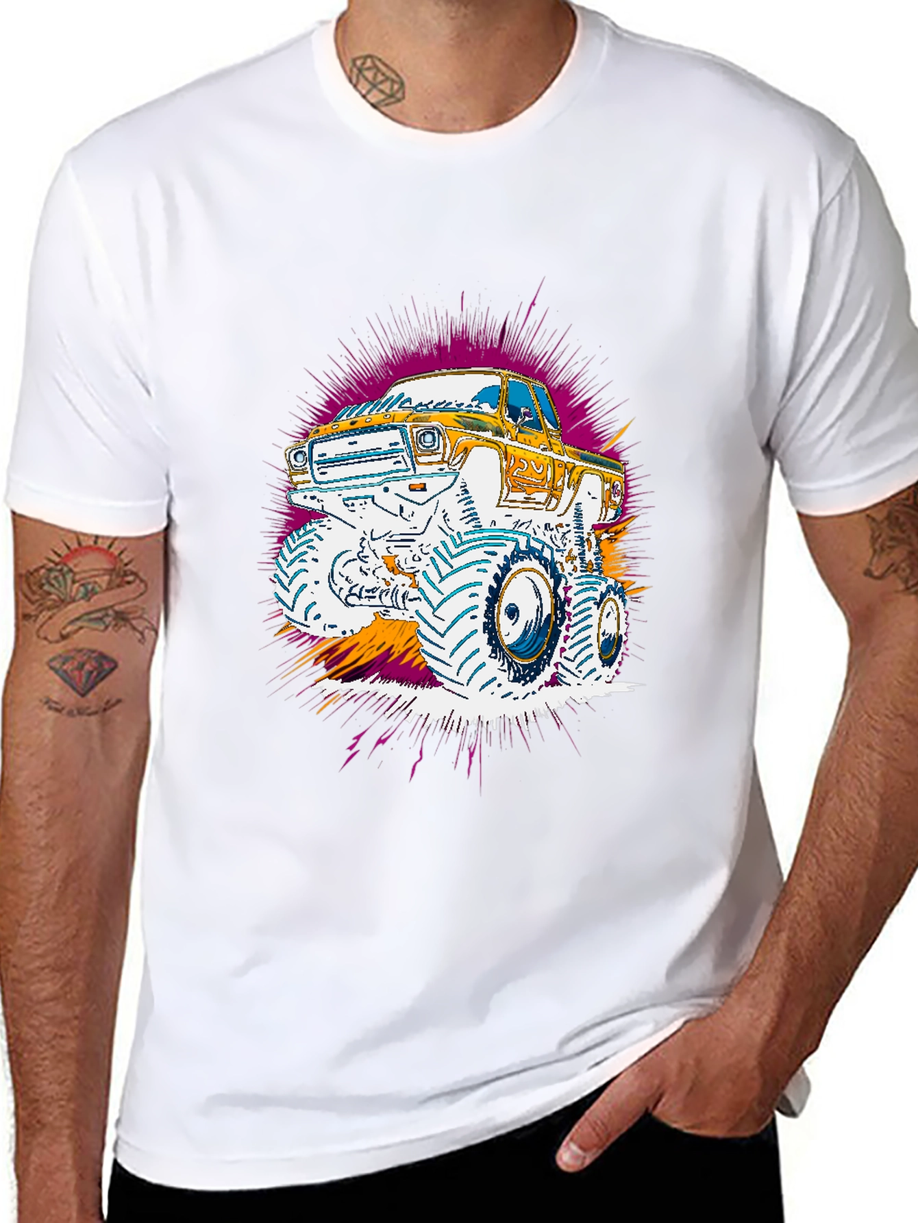 Monster Truck Graphic Print Black Tee