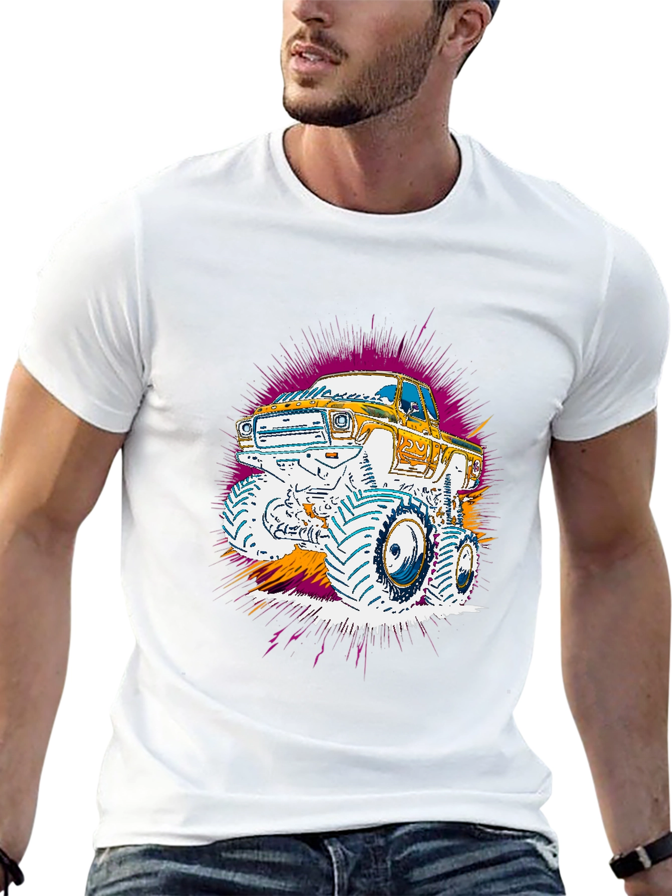 Monster Truck Graphic Print Black Tee