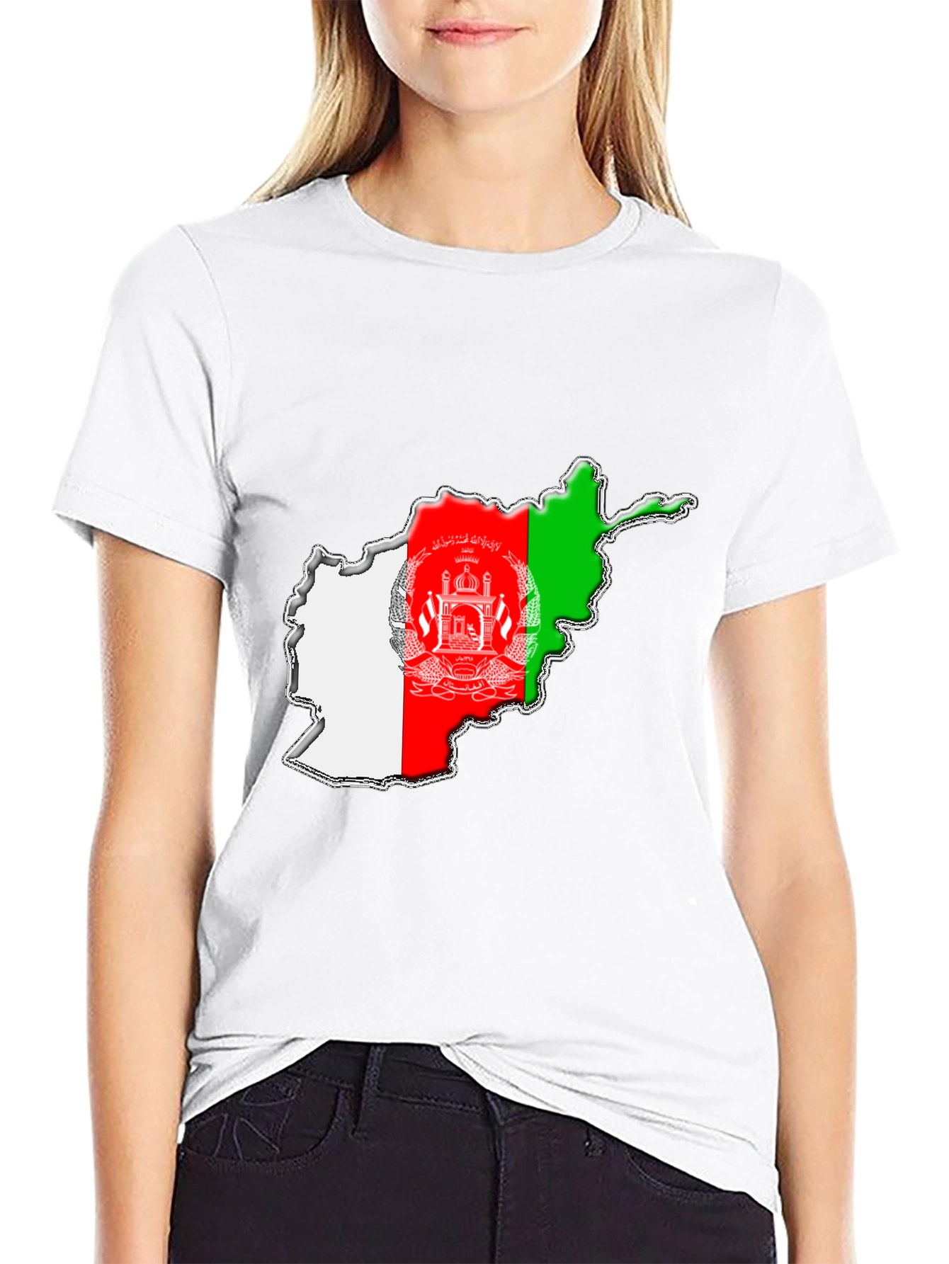 Afghanistan Flag Map T-Shirt - Black