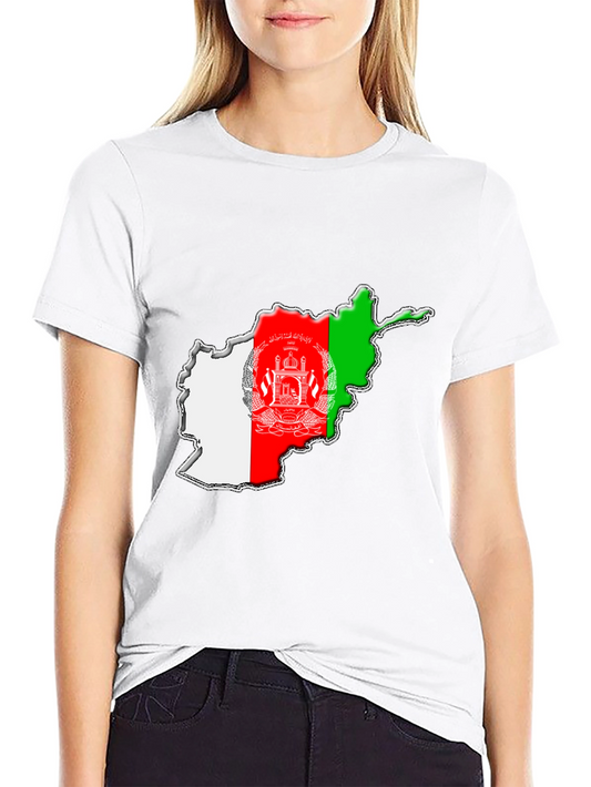 Afghanistan Flag Map T-Shirt - Black