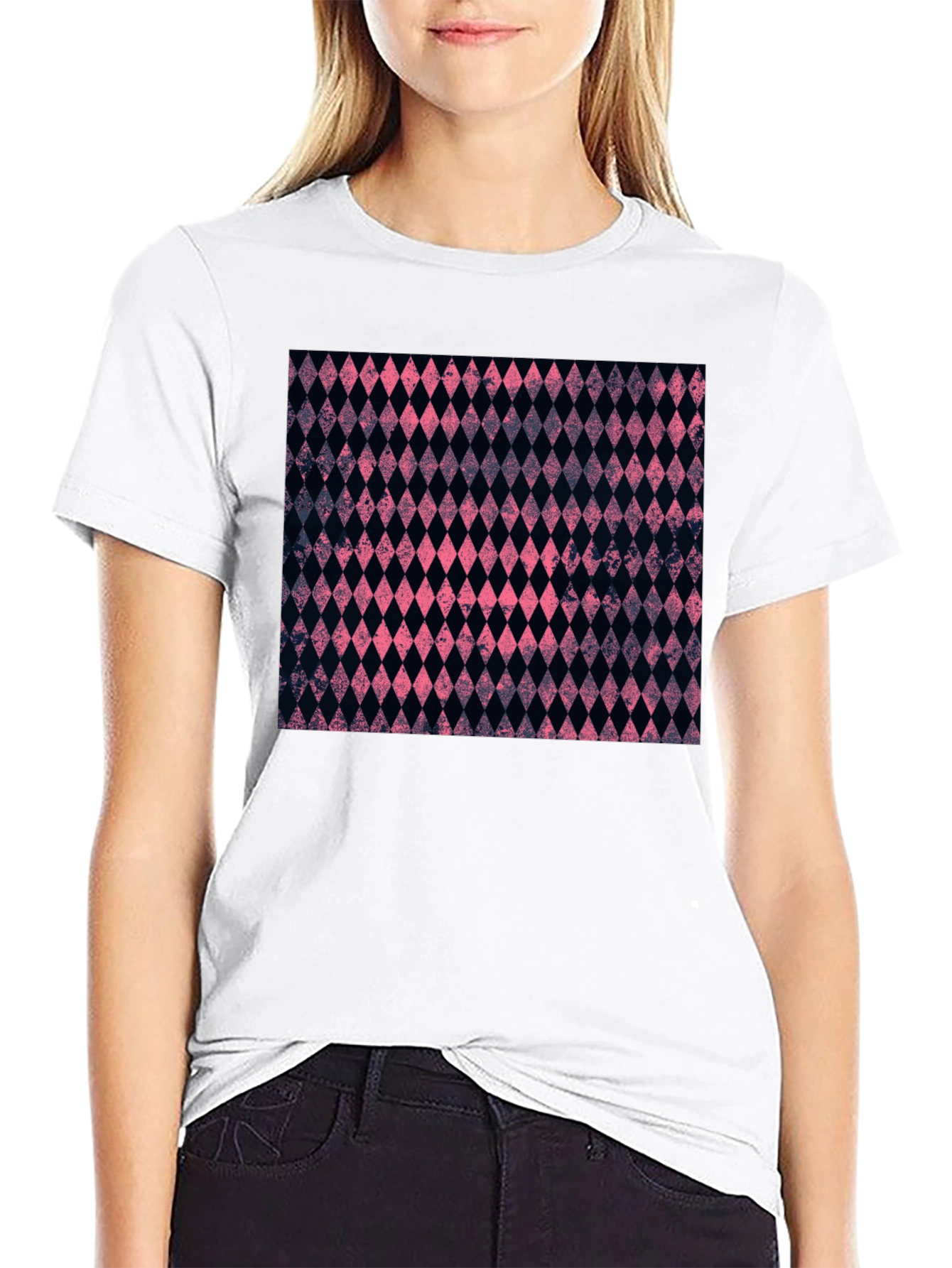Diamond Pattern Black Tee