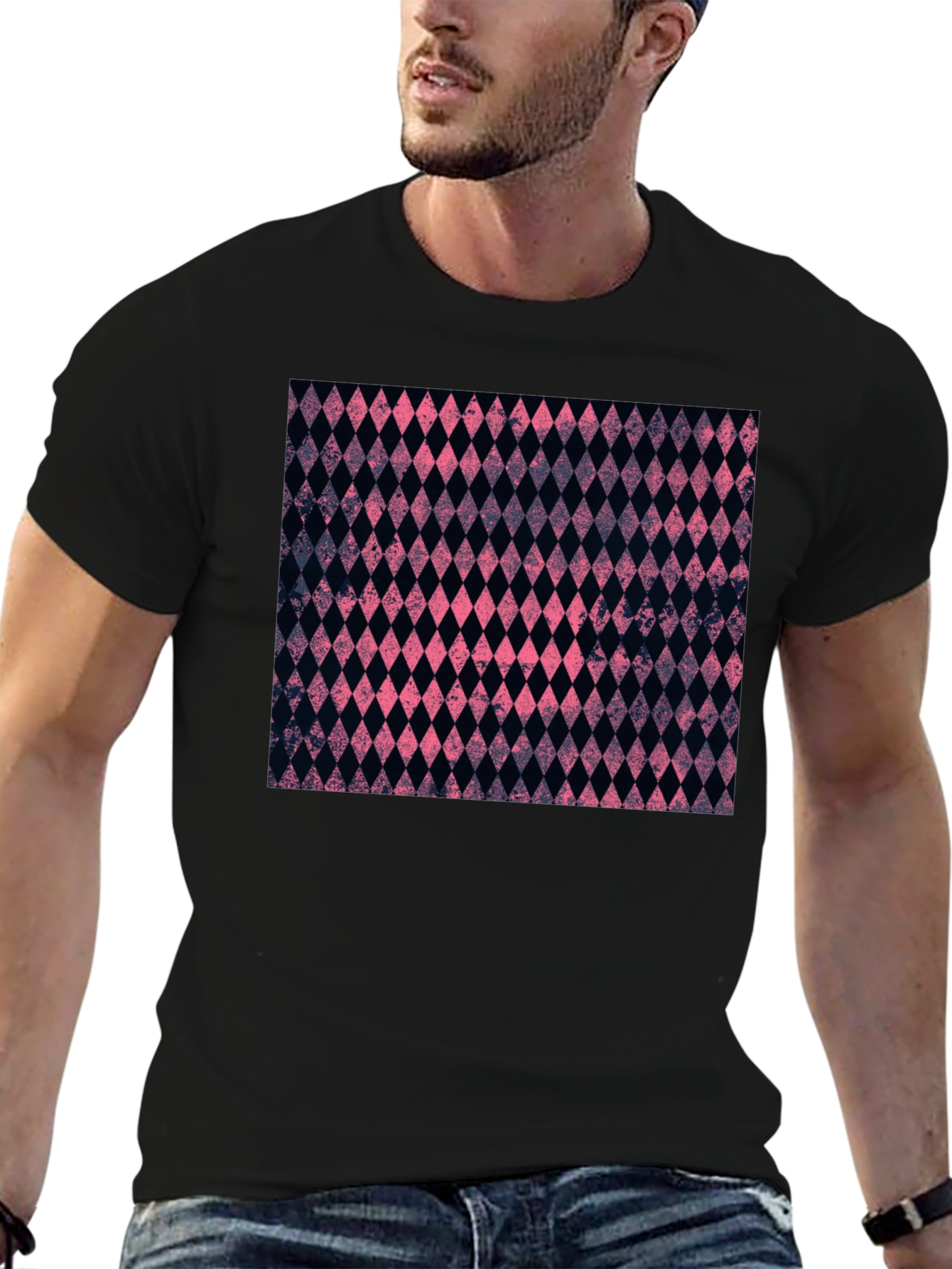 Diamond Pattern Black Tee