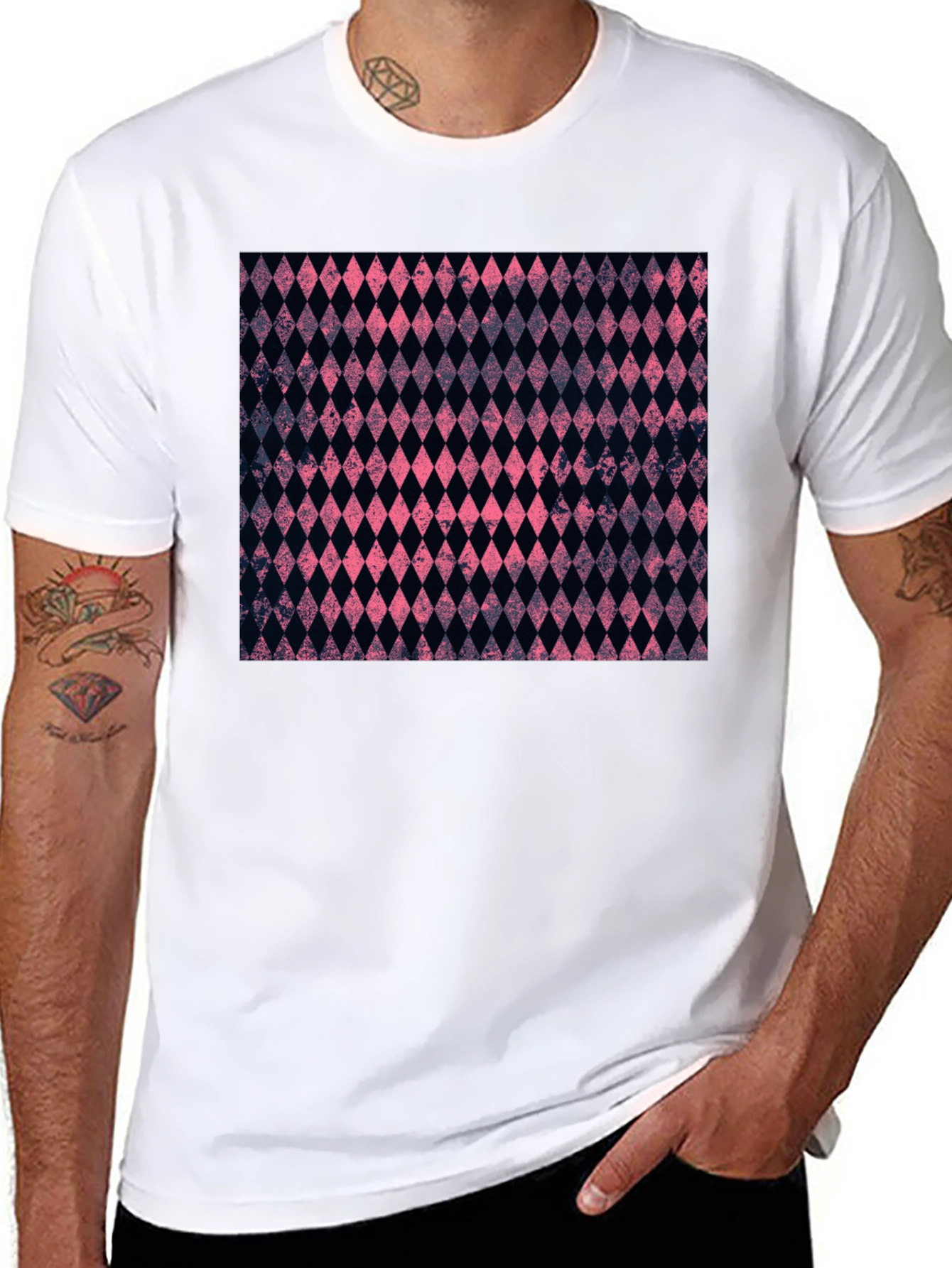 Diamond Pattern Black Tee