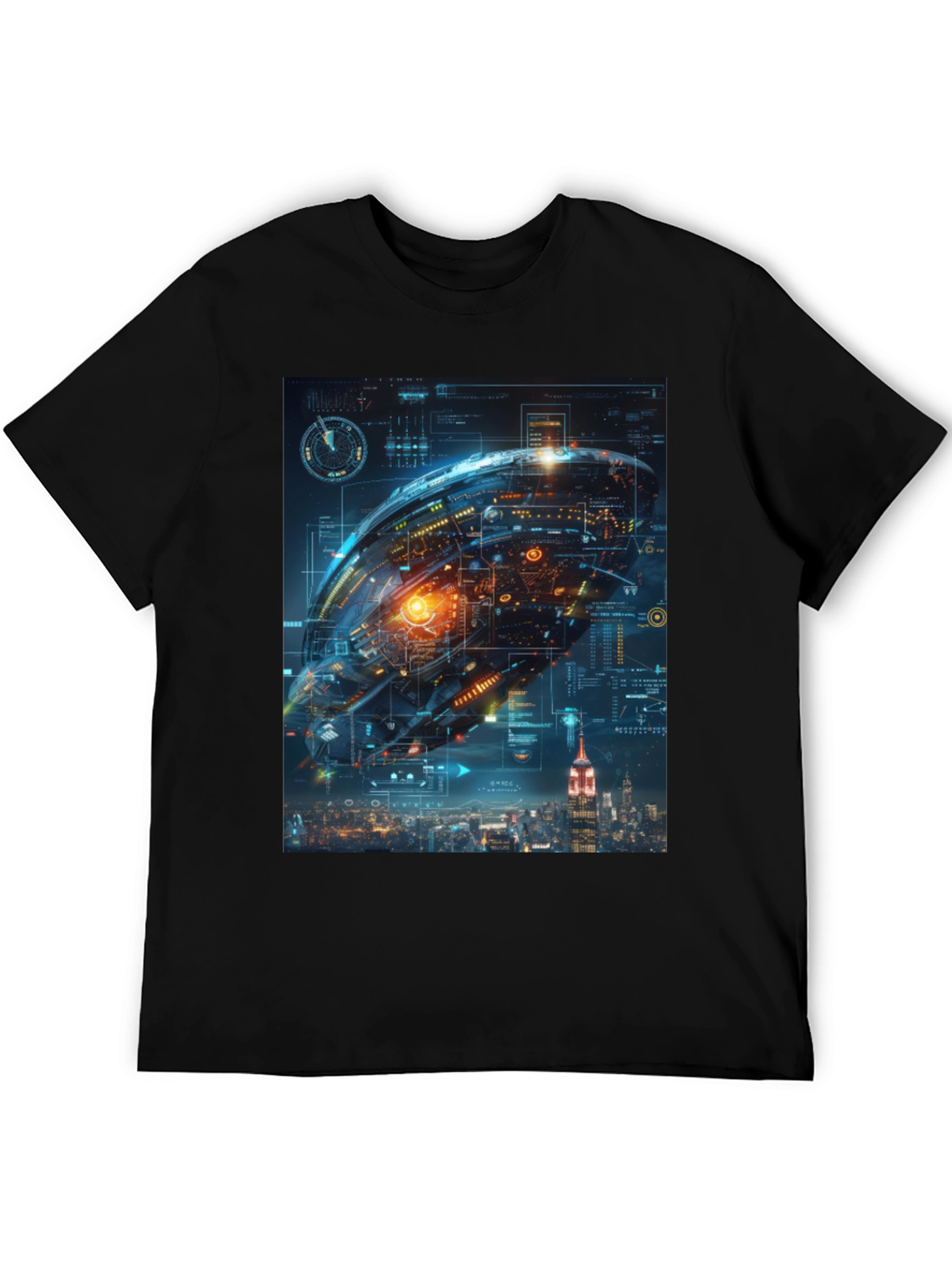 Sci-Fi Spaceship Over New York T-Shirt
