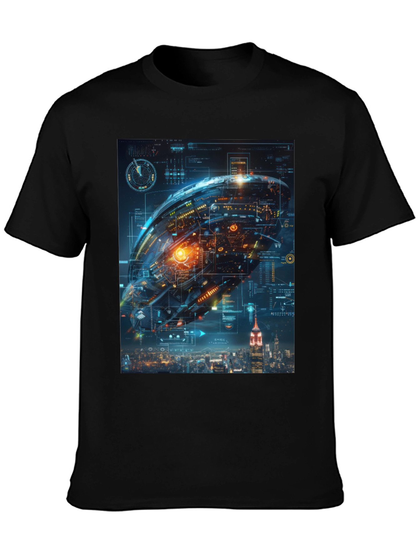 Sci-Fi Spaceship Over New York T-Shirt