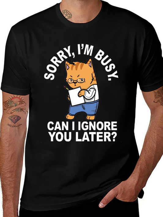 Busy Cat T-Shirt Funny Graphic Tee