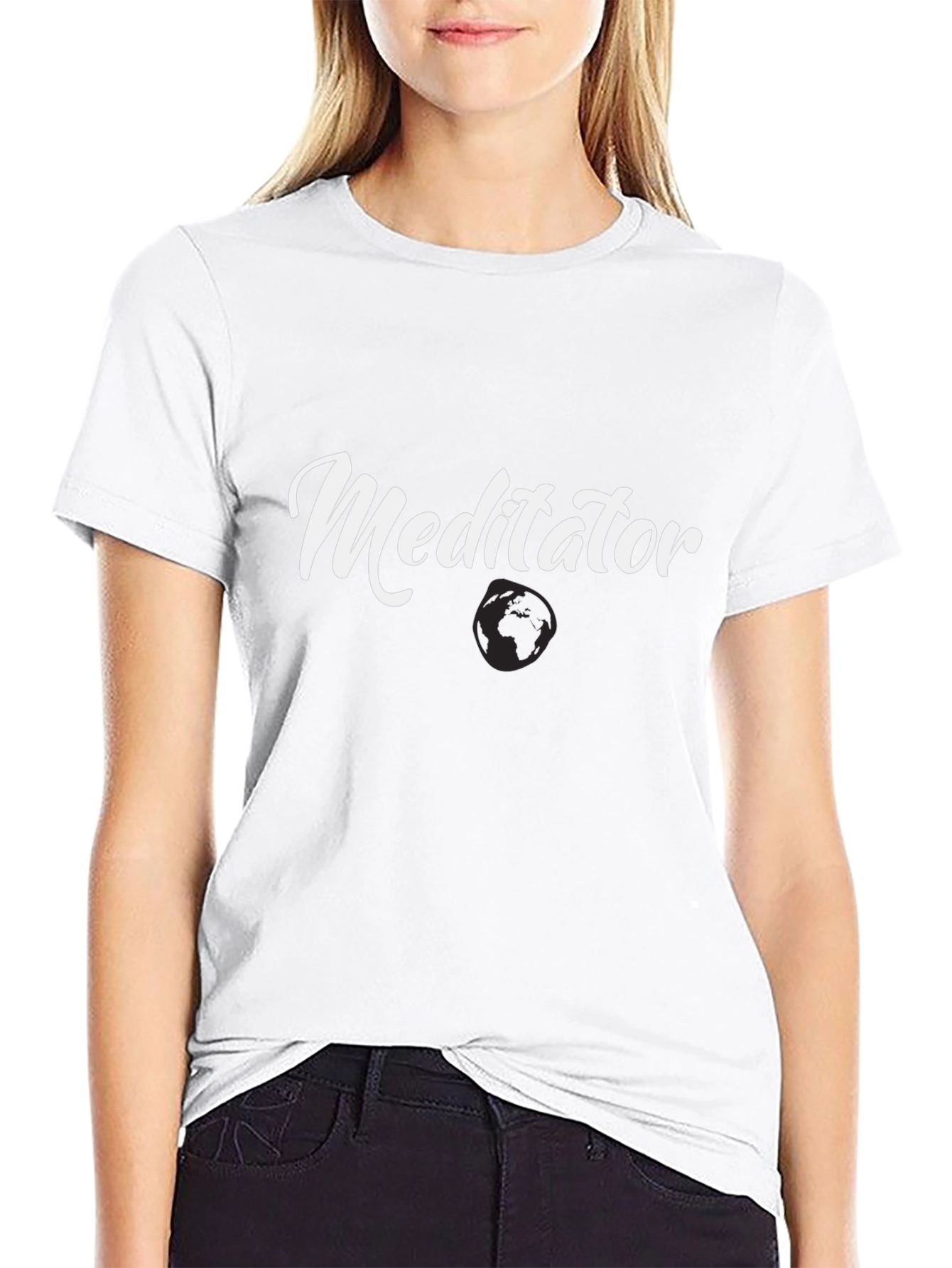 Meditator Graphic Tee - Black Cotton Comfort