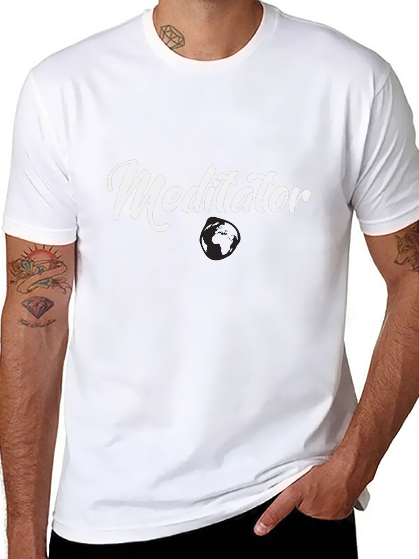 Meditator Graphic Tee - Black Cotton Comfort