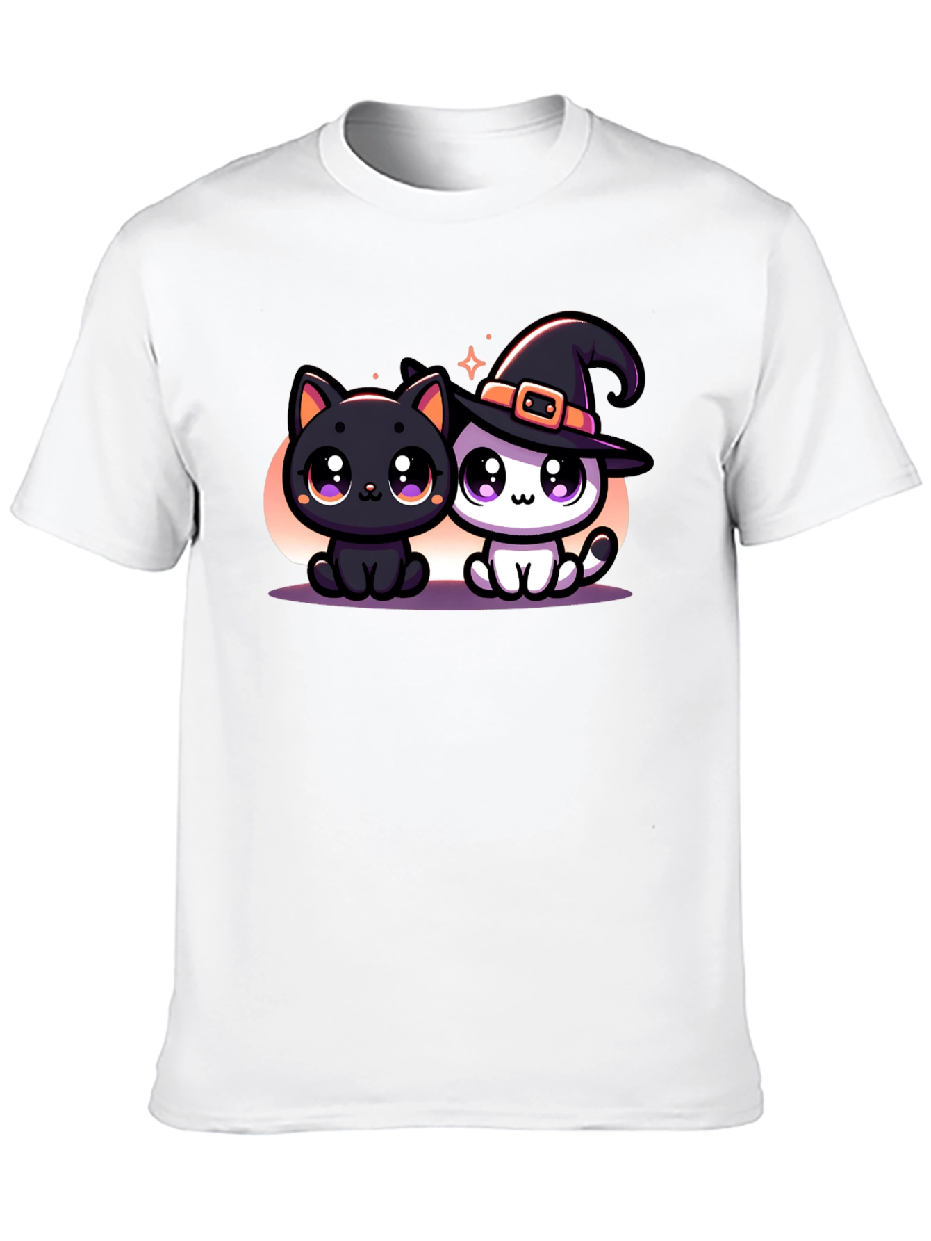 Cute Halloween Cats Graphic Tee - Black