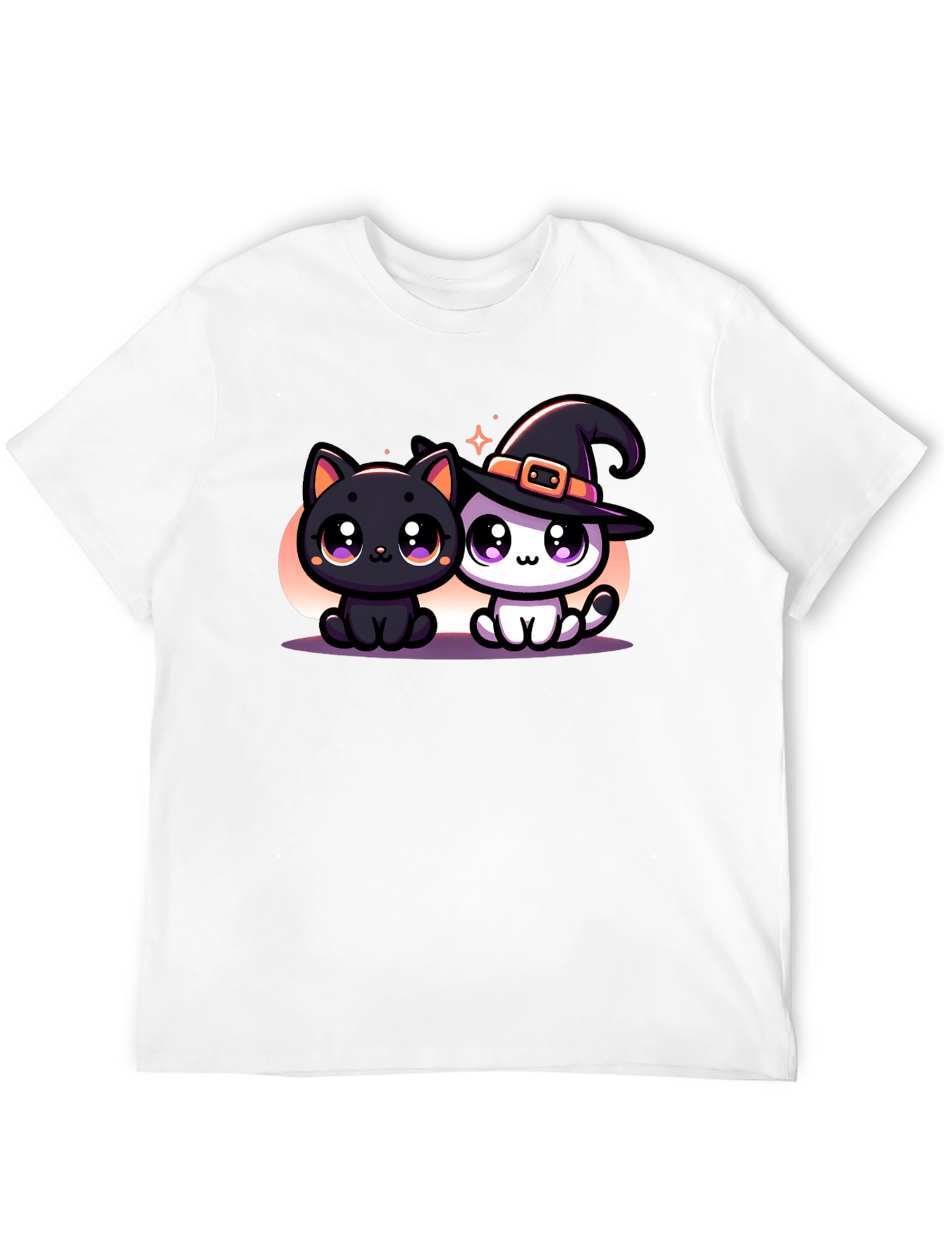 Cute Halloween Cats Graphic Tee - Black