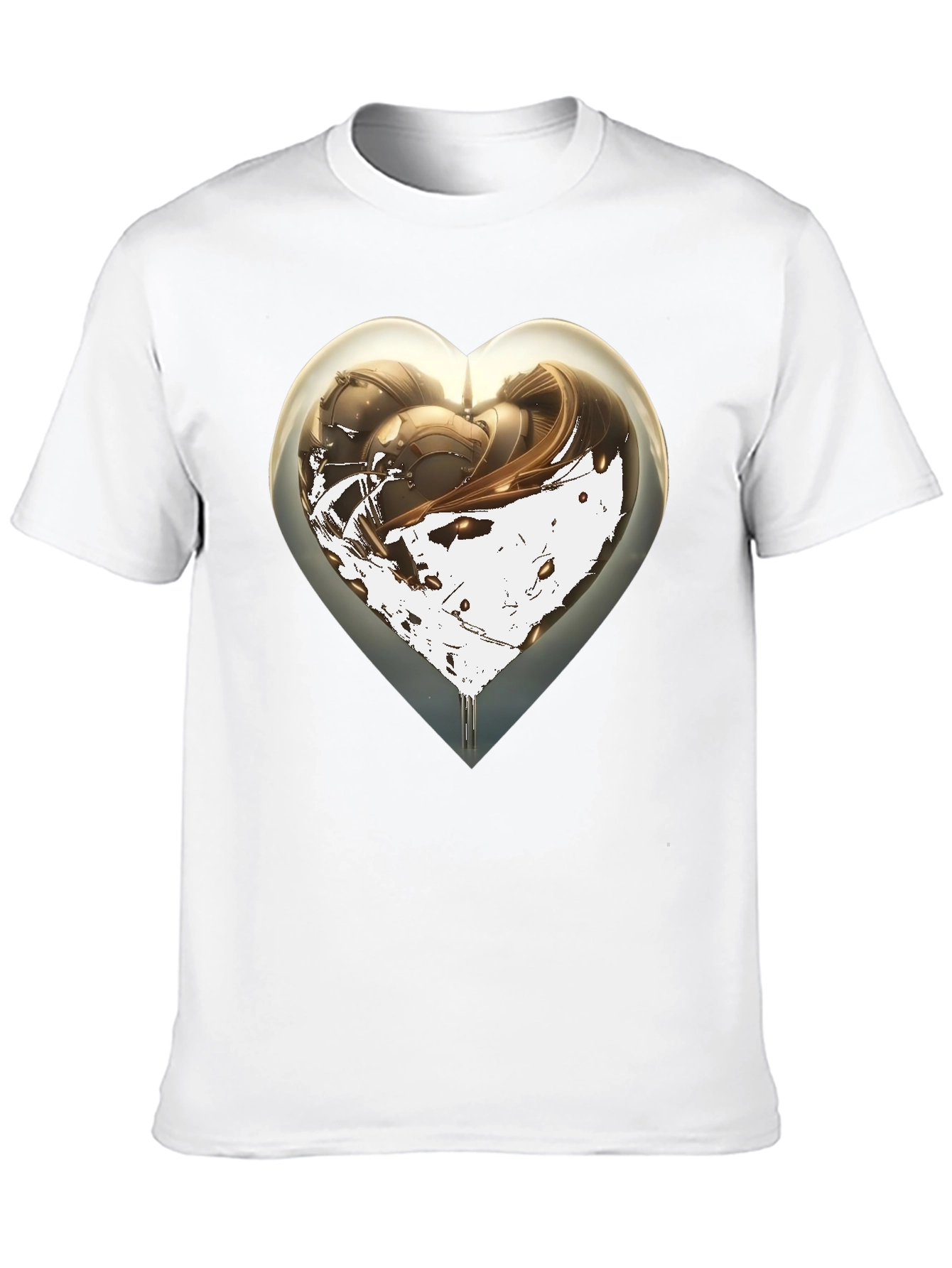 Abstract Heart Graphic Mens Black T-Shirt
